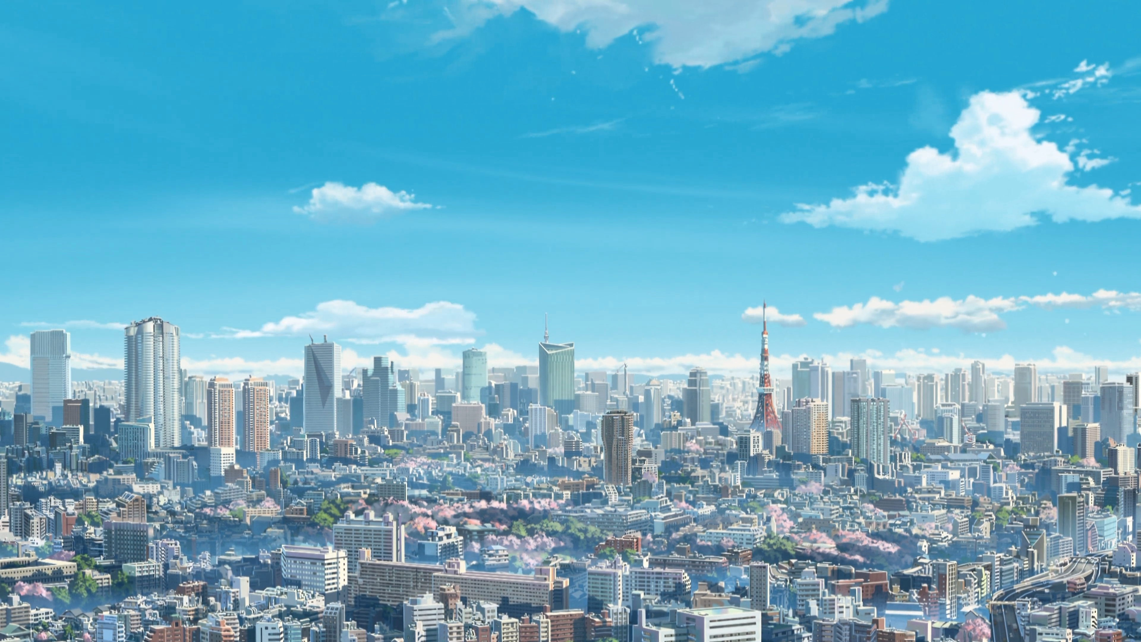 Makoto Shinkai, Kimi no Na Wa, anime, cityscape, HD Wallpaper