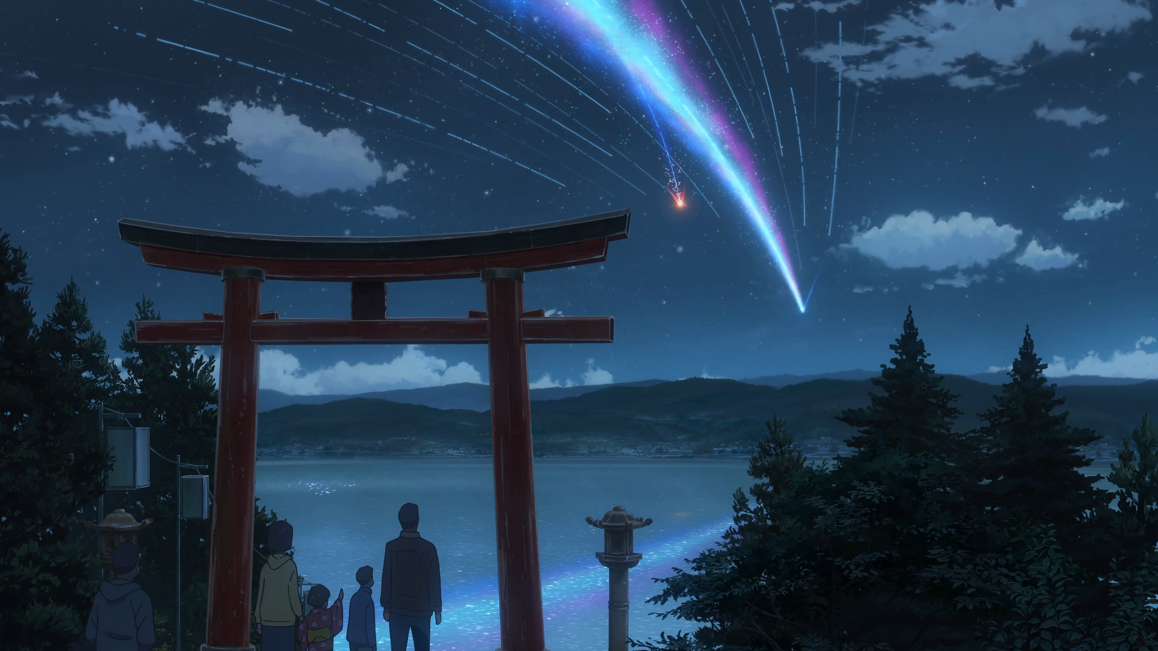 Makoto Shinkai, Kimi no Na Wa, stars, sky, anime, HD Wallpaper