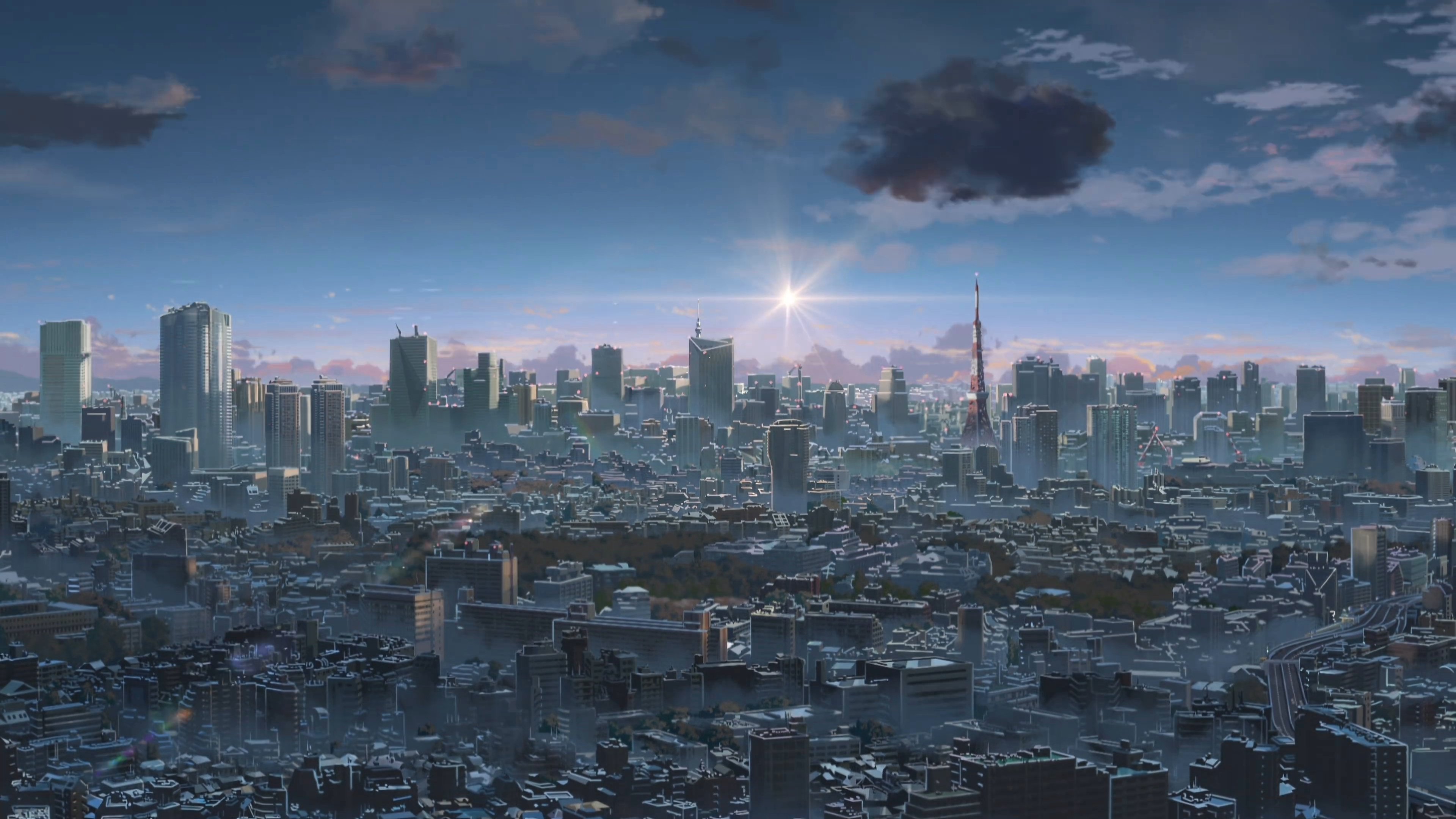 Makoto Shinkai, Kimi no Na Wa, anime, cityscape, HD Wallpaper