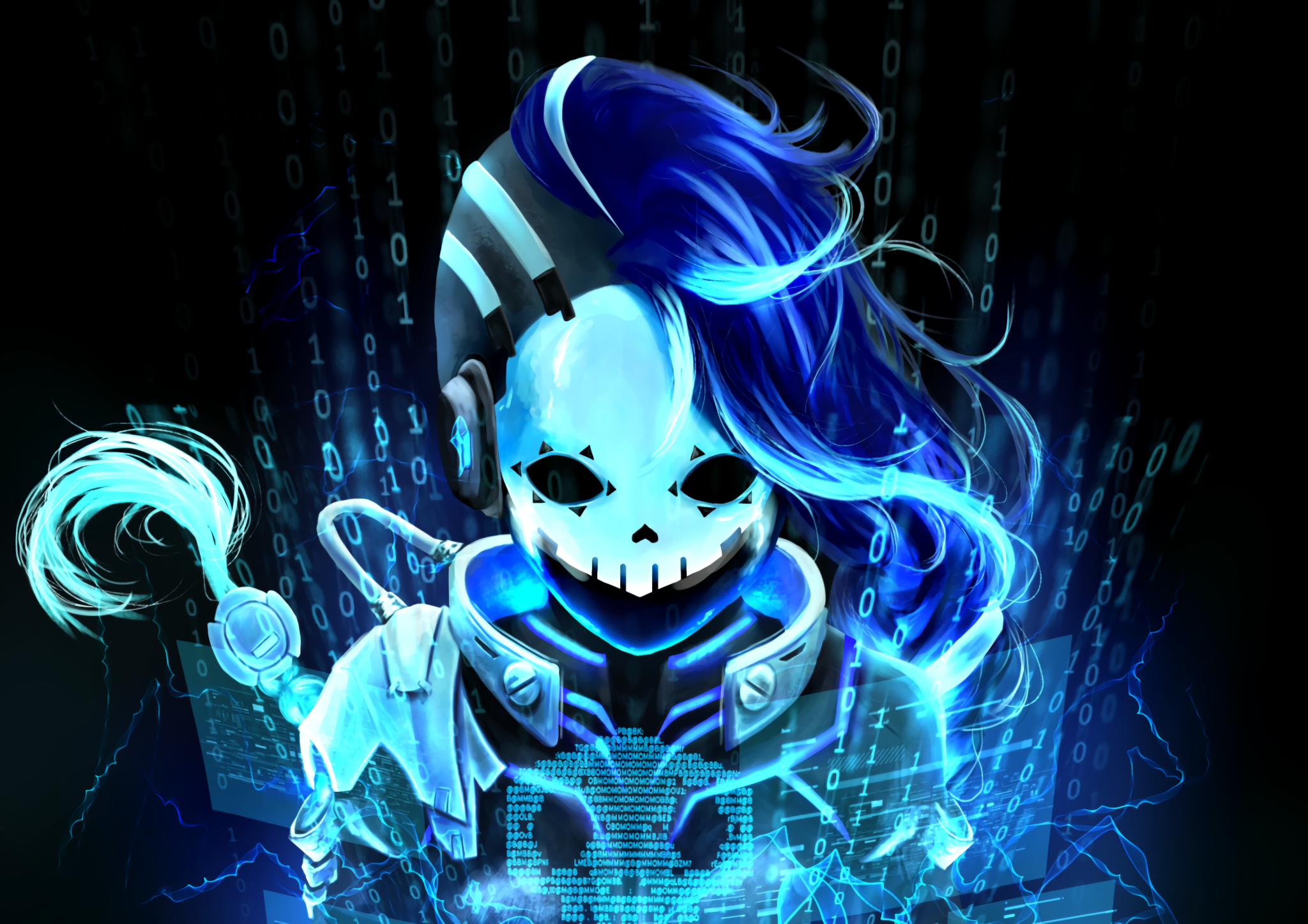 video games, Sombra (Overwatch), Overwatch, blue, cyan, HD Wallpaper