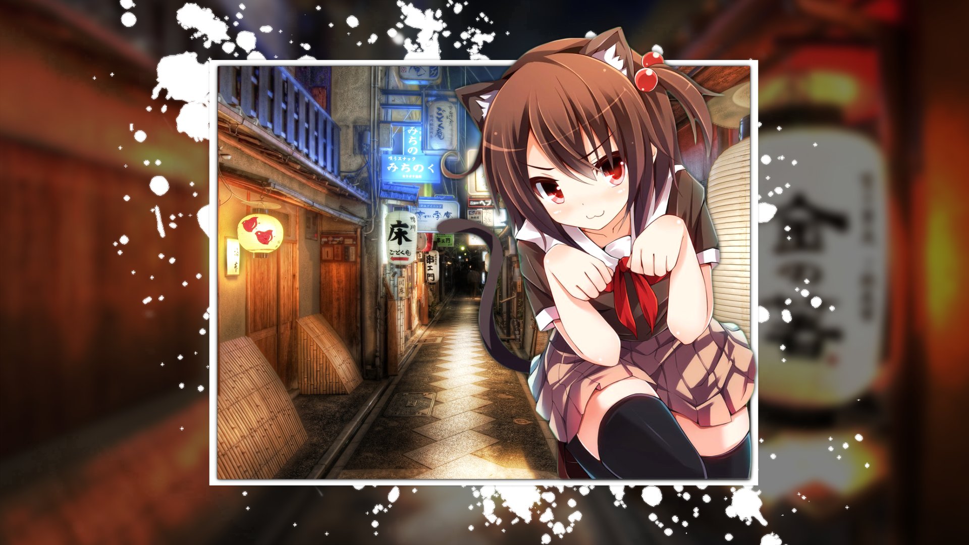 digital art, artwork, simple background, anime girls, anime, cityscape, Japan, city, picture-in-picture, HD Wallpaper