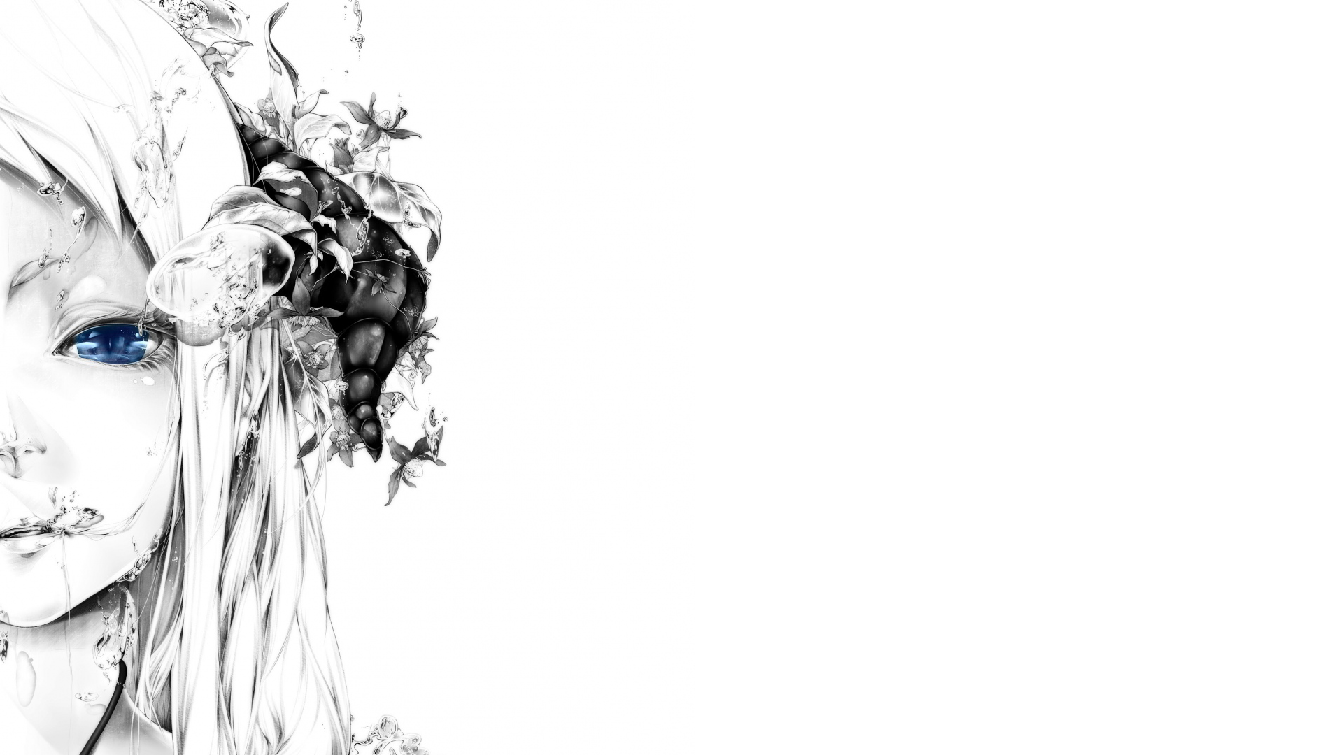 anime, manga, blue eyes, face, simple background, white background, anime girls, HD Wallpaper