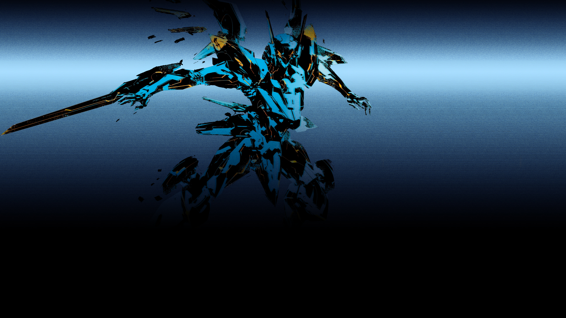 mech, digital art, anime, blue, HD Wallpaper