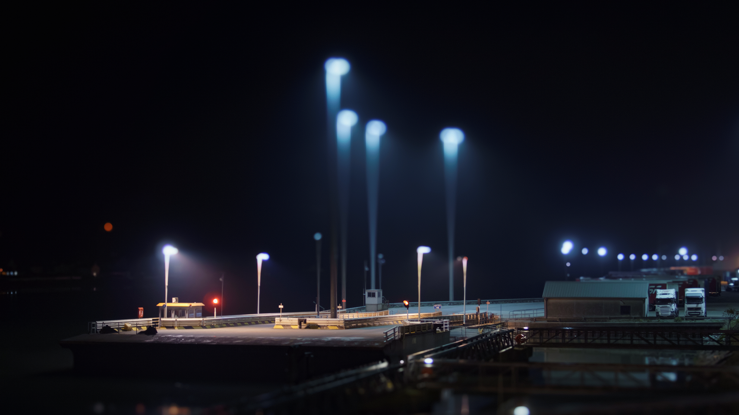 city, cityscape, night, neon, water, HD Wallpaper