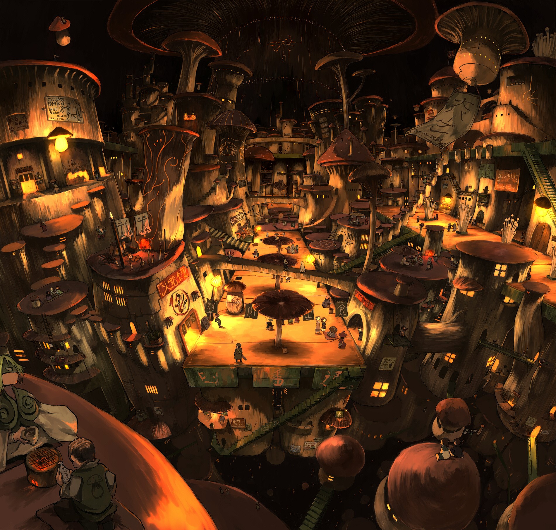 cityscape, detailed, anime, fantasy city, HD Wallpaper