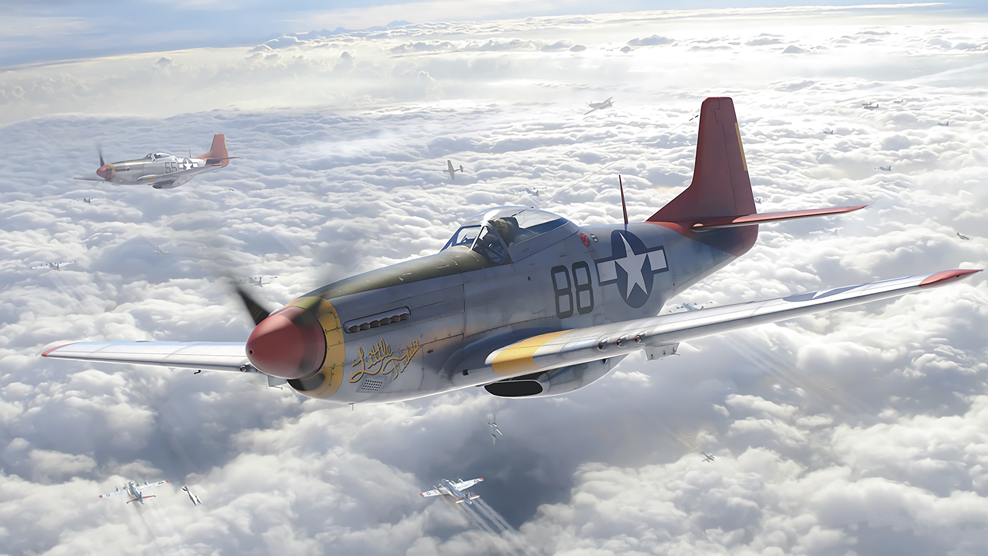 digital art, North American P-51 Mustang, military aircraft, HD Wallpaper