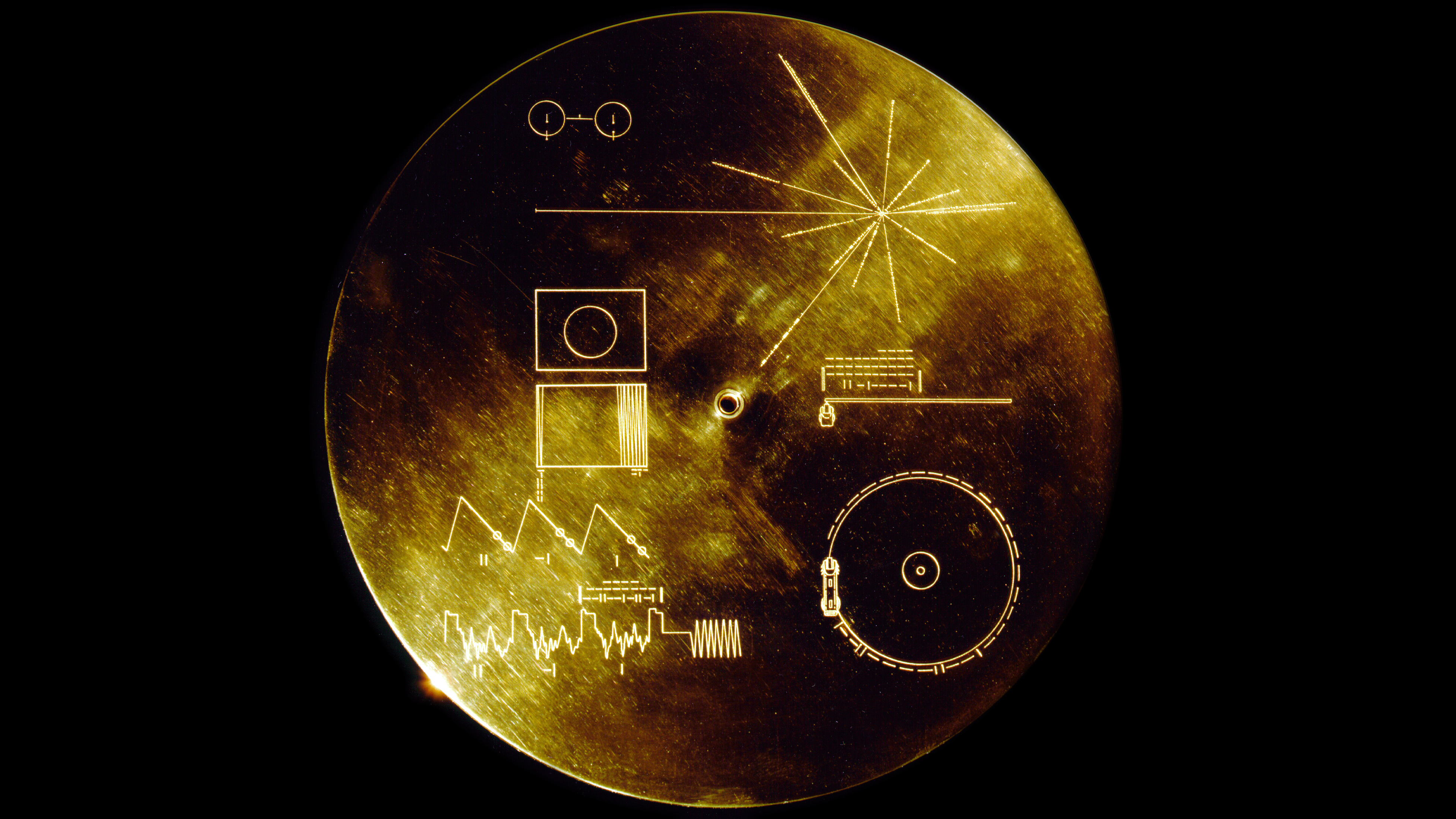 discs, gold, space, Voyager Golden Record, HD Wallpaper