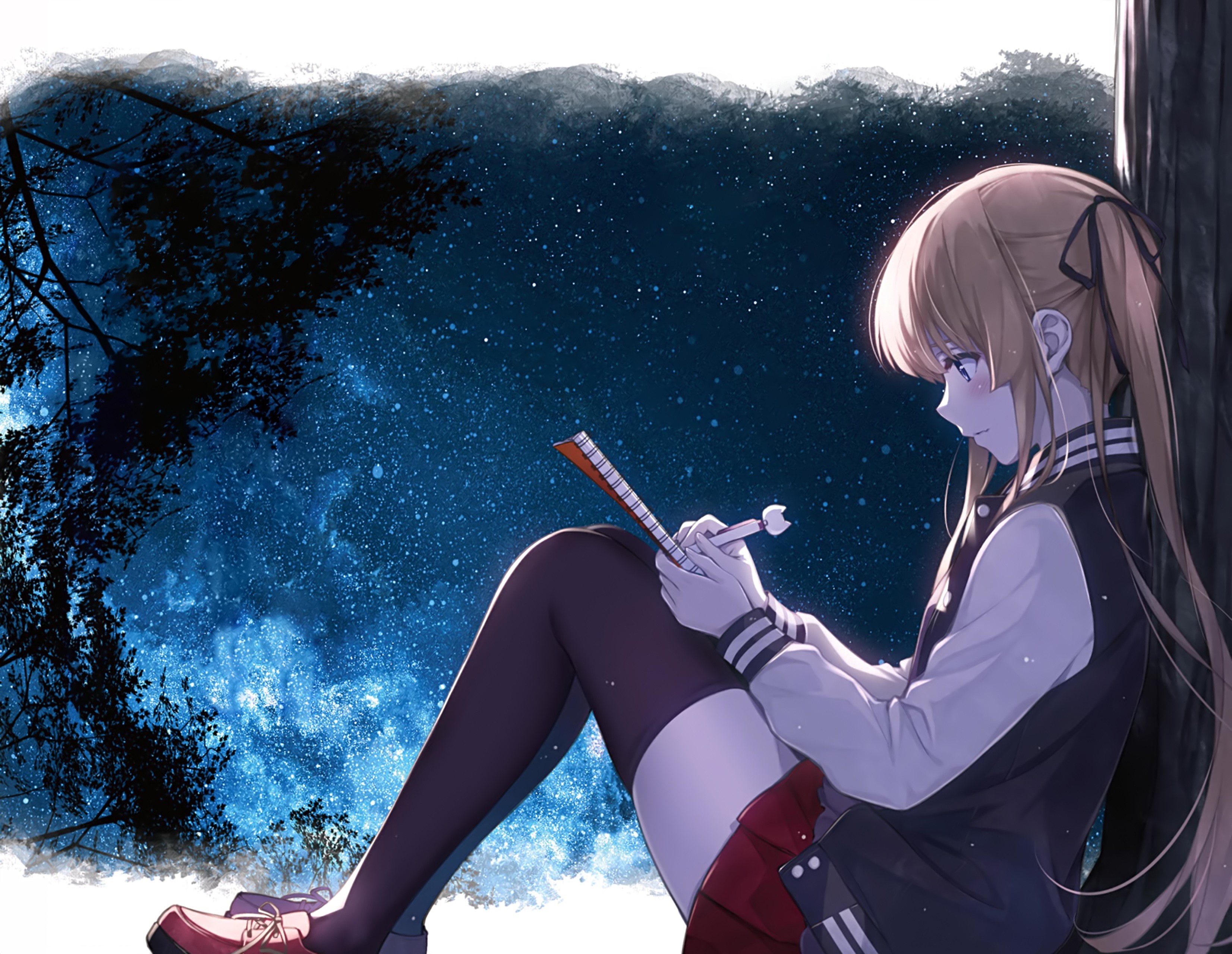 Saenai Heroine no Sodatekata, anime girls, Sawamura Eriri Spencer, blond hair, black stockings, twintails, school uniform, HD Wallpaper