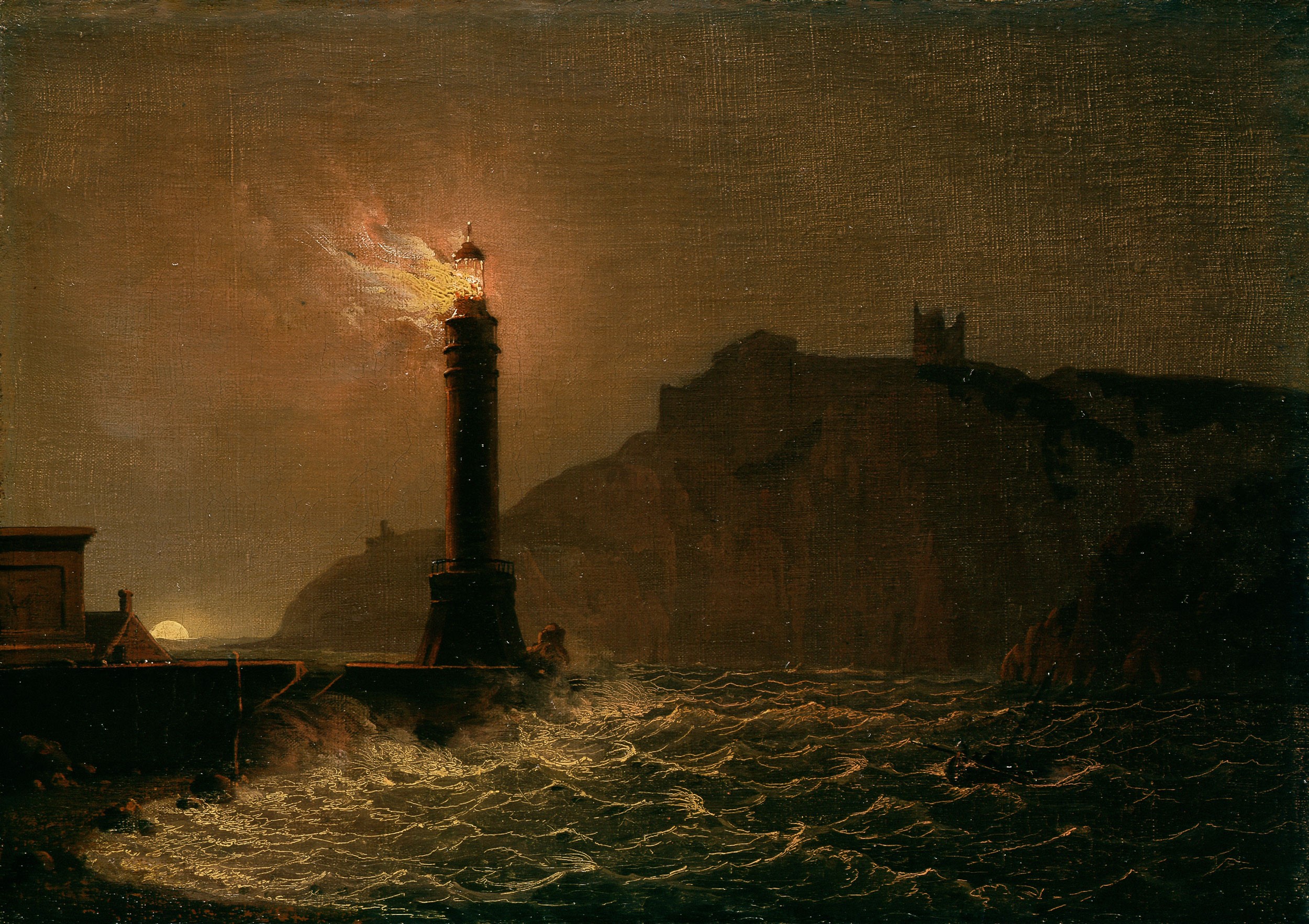 Joseph Wright, classic art, painting, sea, HD Wallpaper
