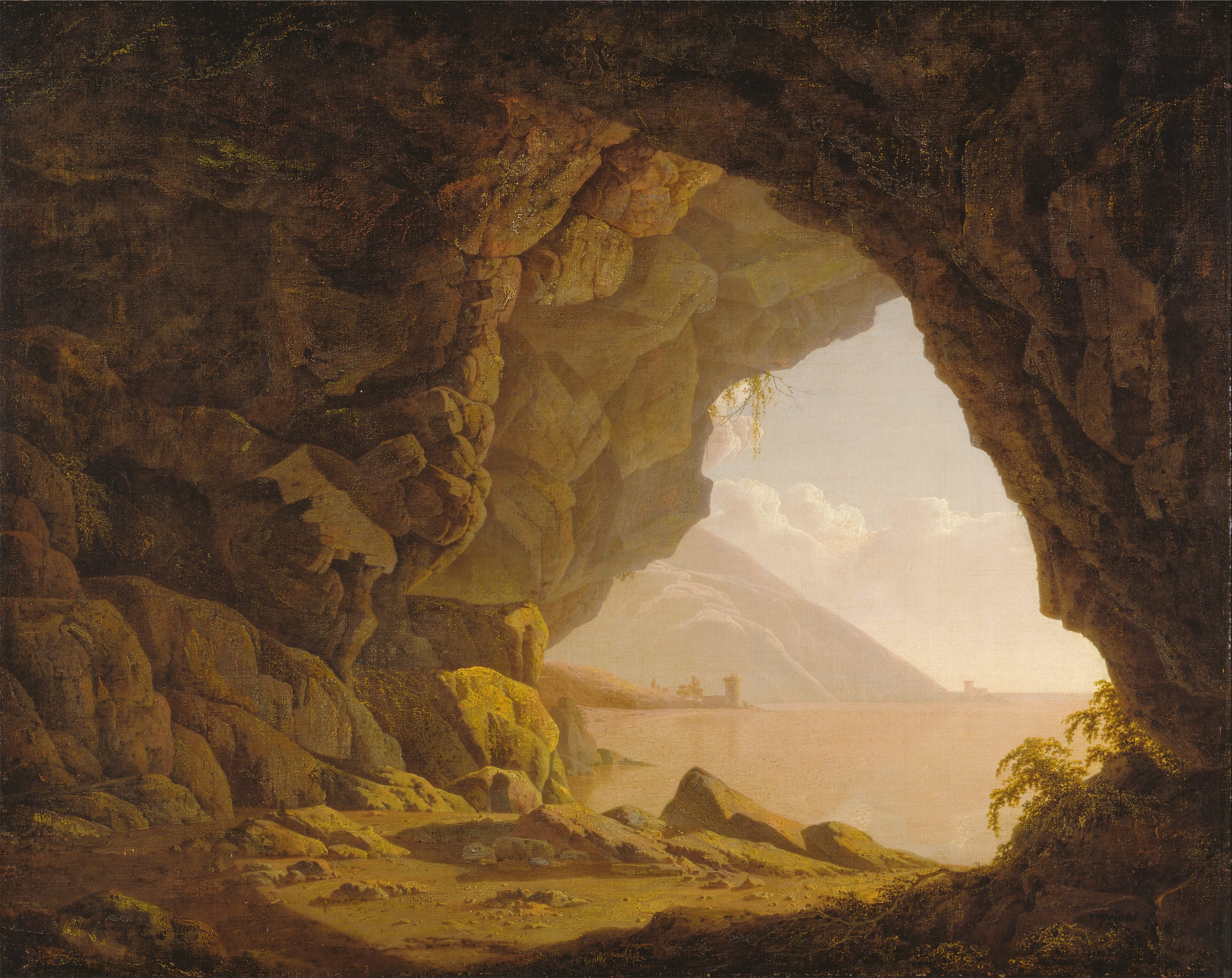 Joseph Wright, classic art, cave, painting, HD Wallpaper