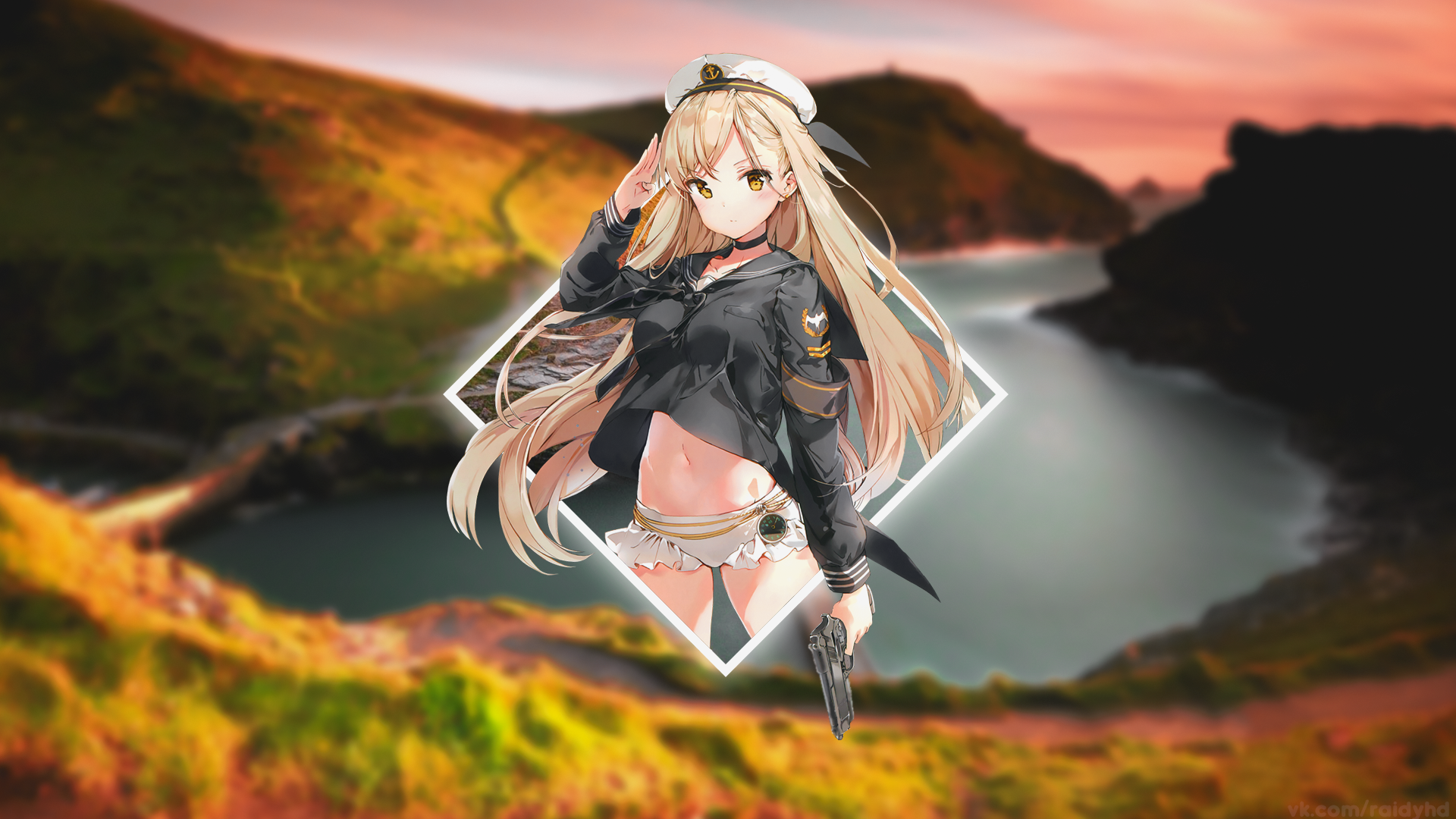 anime, anime girls, nature, picture-in-picture, HD Wallpaper