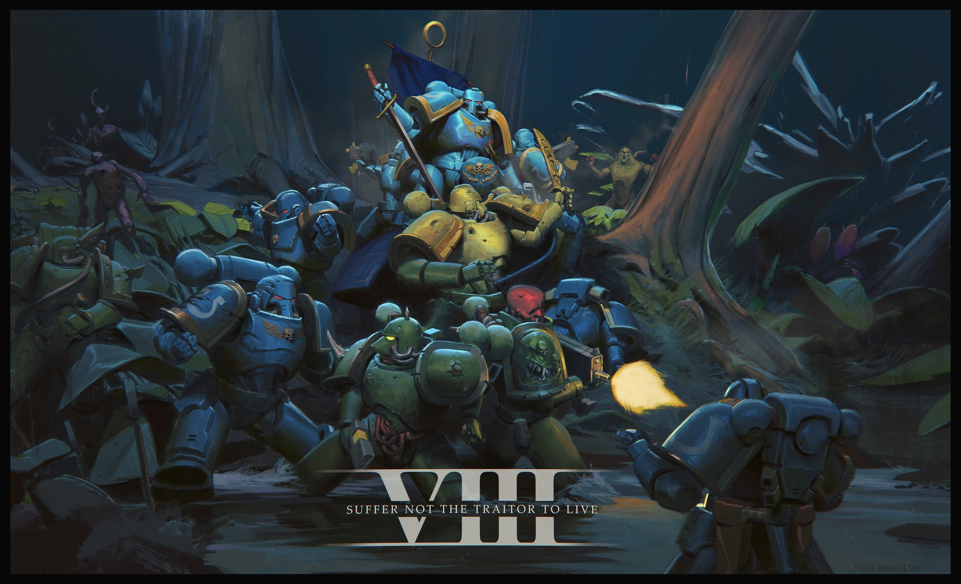 Warhammer 40,000, Ultramarines, futuristic, science fiction, HD Wallpaper