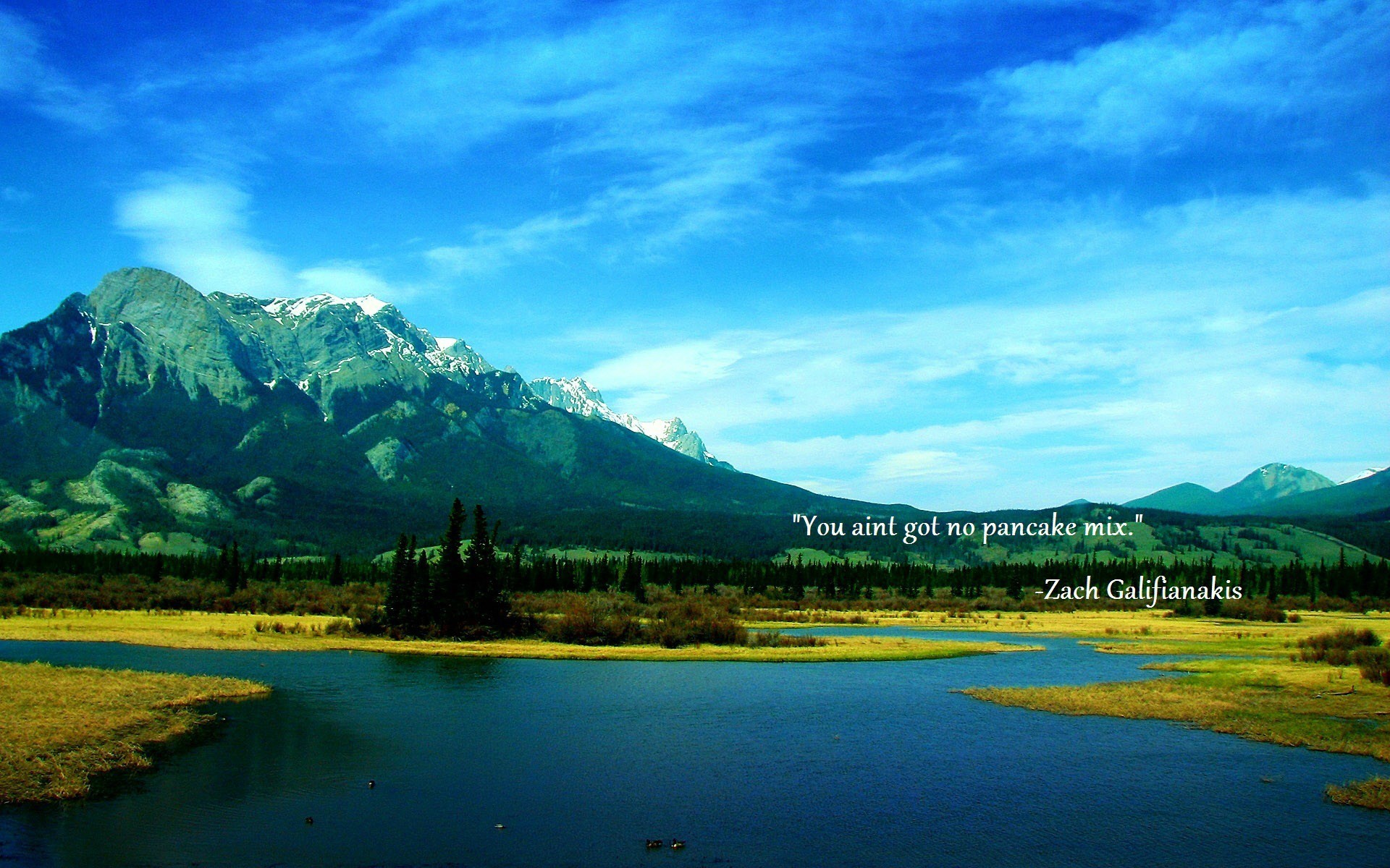 river, text, landscape, typography, mountains, blue, sky, water, HD Wallpaper