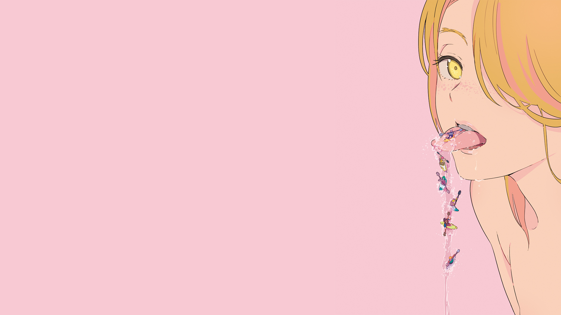 anime girls, simple background, water drops, yellow eyes, boat, love, HD Wallpaper