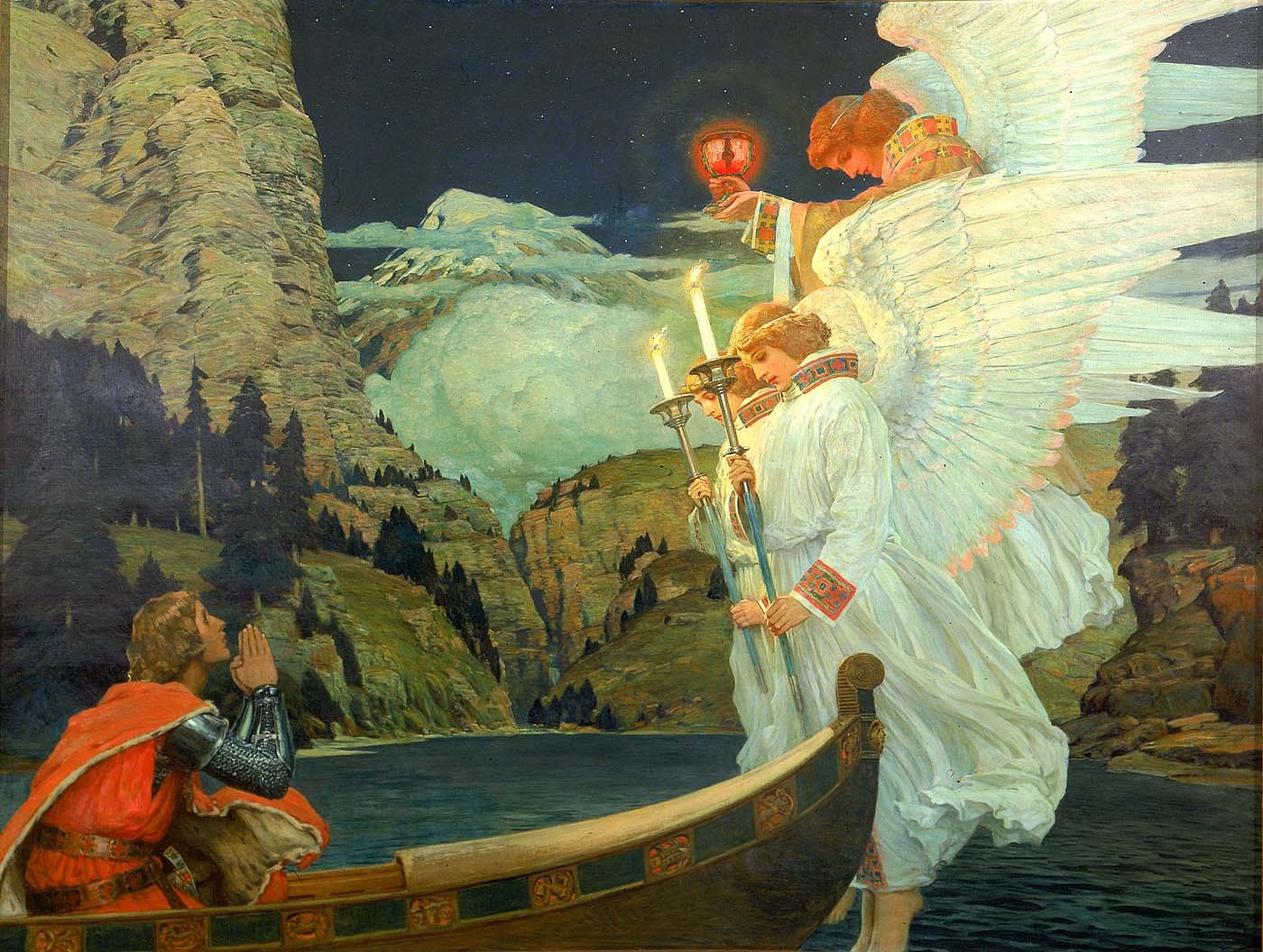 classic art, classical art, boat, angel, HD Wallpaper