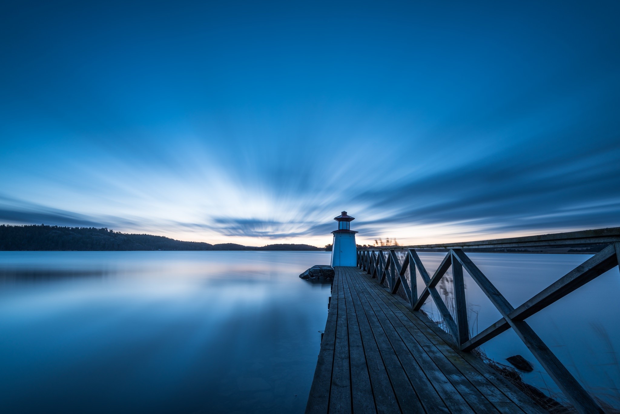 sky, nature, lighthouse, sea, long exposure, HD Wallpaper