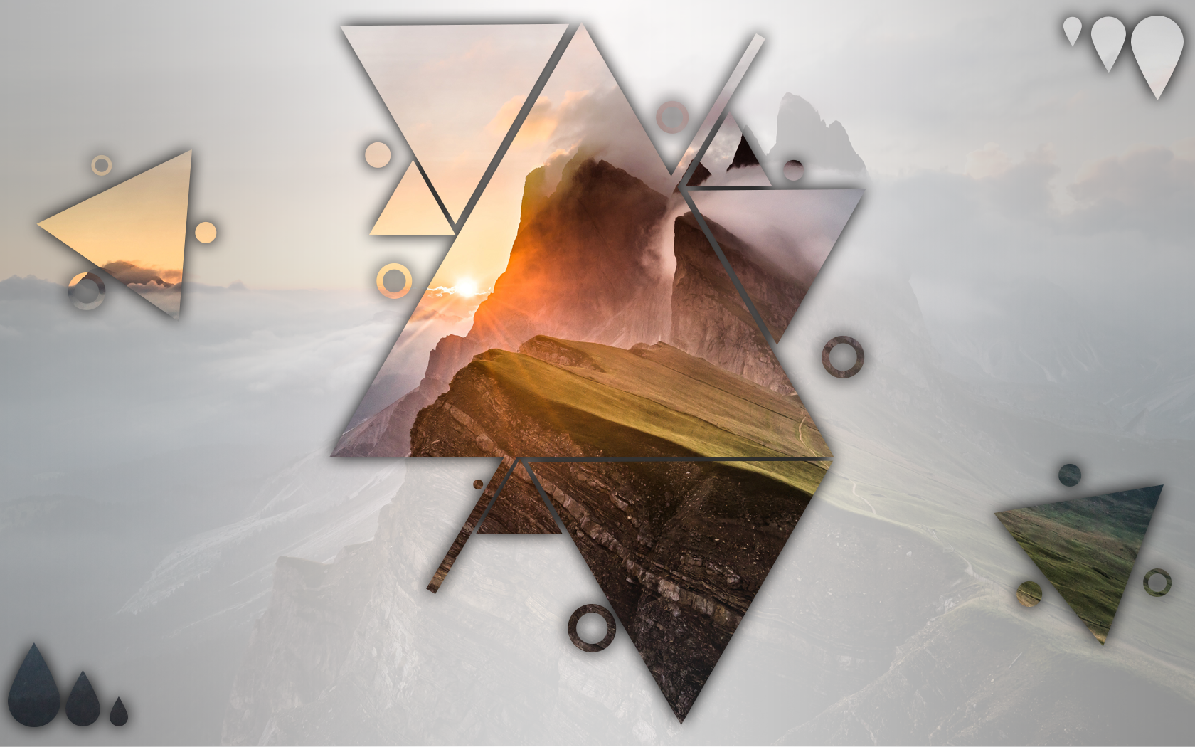 landscape, geometry, triangle, digital art, HD Wallpaper