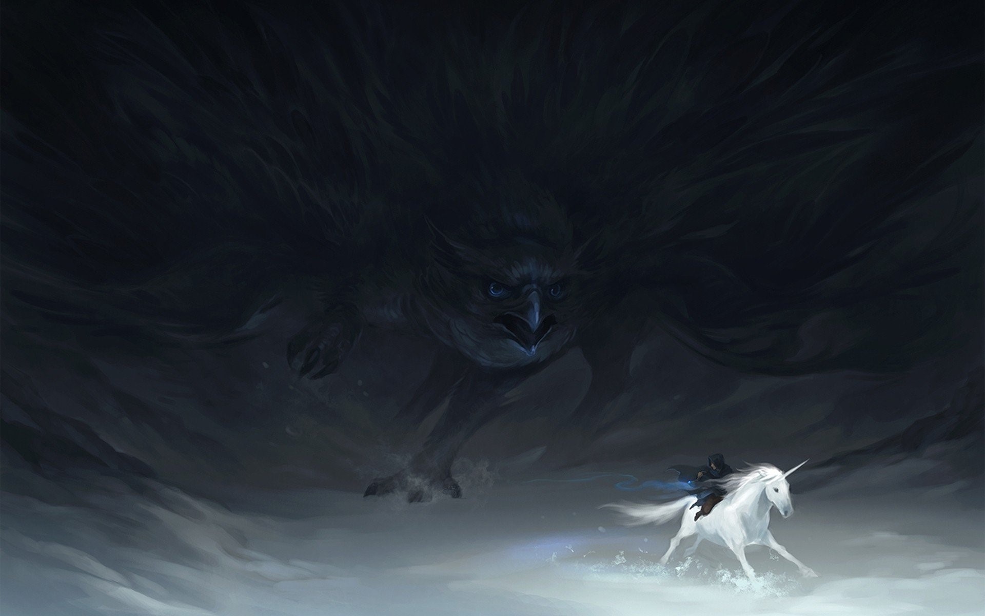 fantasy art, artwork, unicorn, unicorns, Griffins, HD Wallpaper