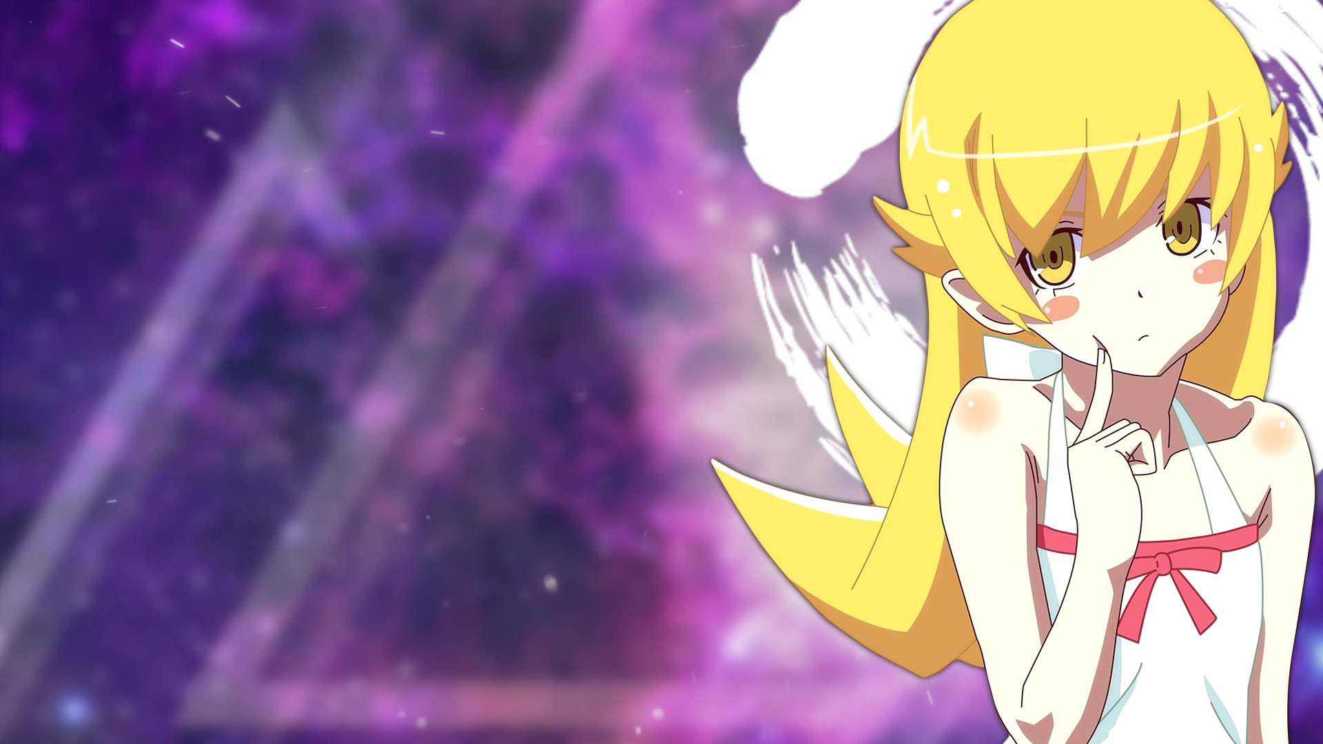 simple background, artwork, anime, anime girls, Monogatari Series, Oshino Shinobu, HD Wallpaper