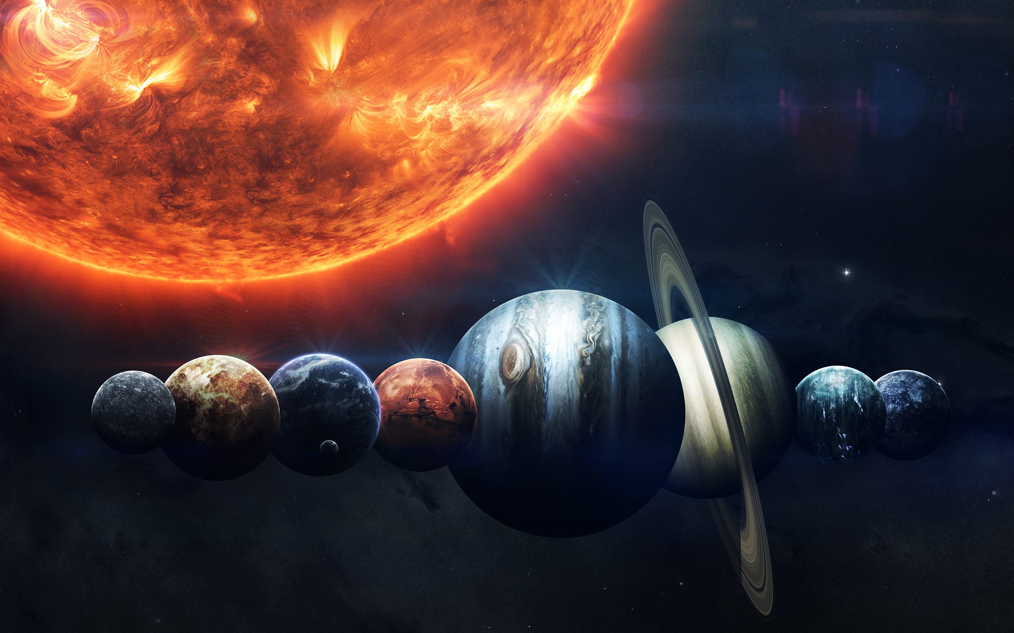 planet, Sun, digital art, space, space art, Vadim Sadovski, HD Wallpaper