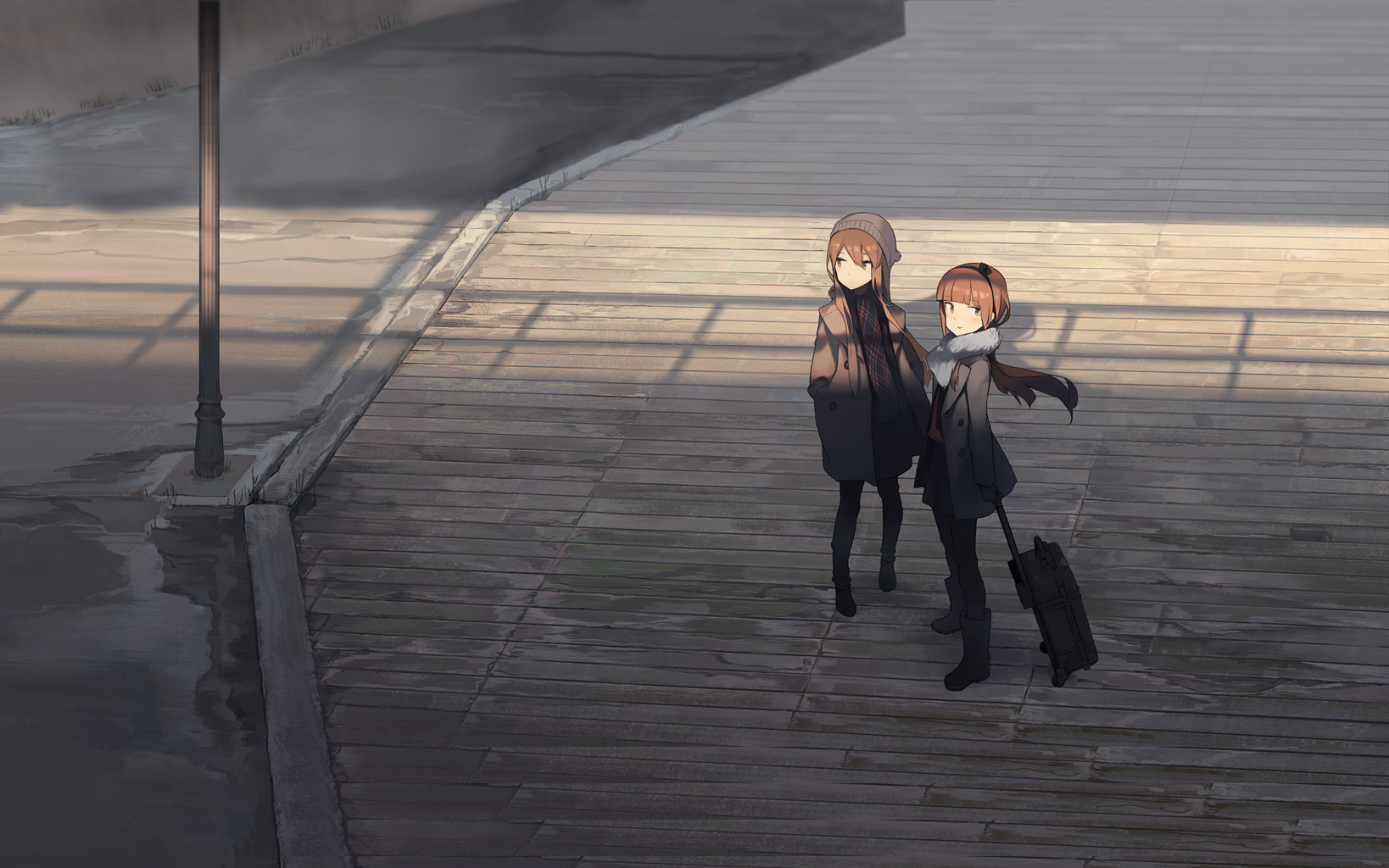 original characters, anime, anime girls, outdoors, brunette, urban, HD Wallpaper