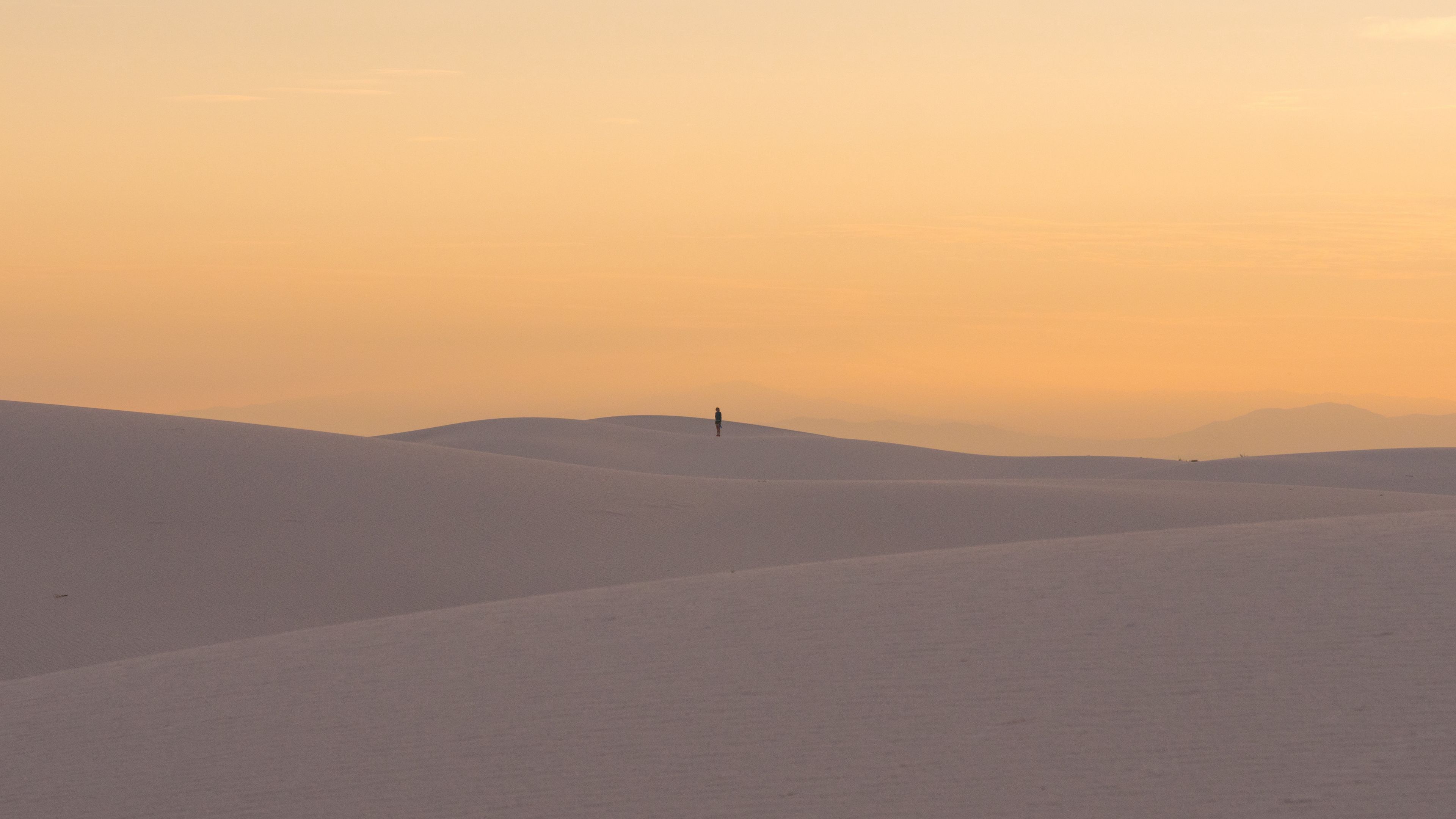 desert, dunes, sand, silhouette, loneliness, horizon, 4k, HD Wallpaper