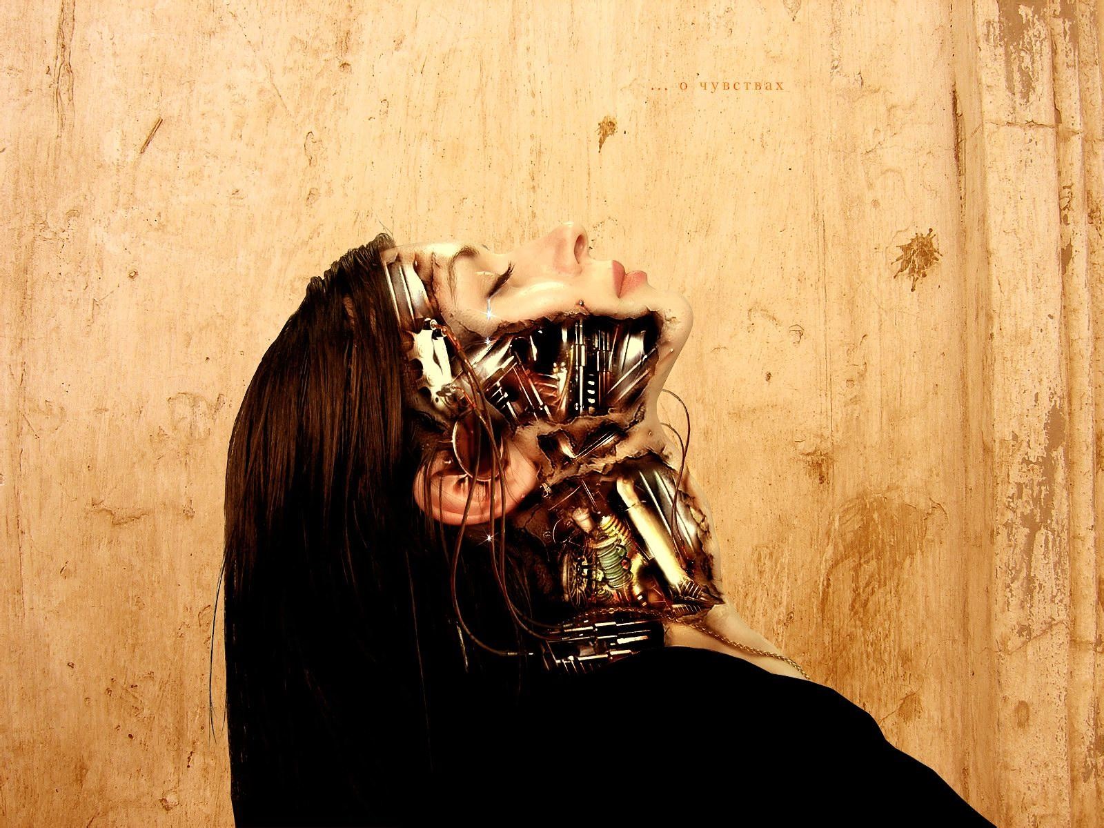 cyborg, long hair, digital art, women, HD Wallpaper
