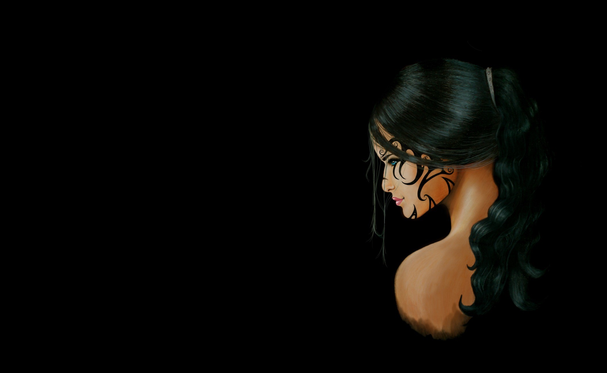 artwork, dark, profile, fantasy girl, HD Wallpaper