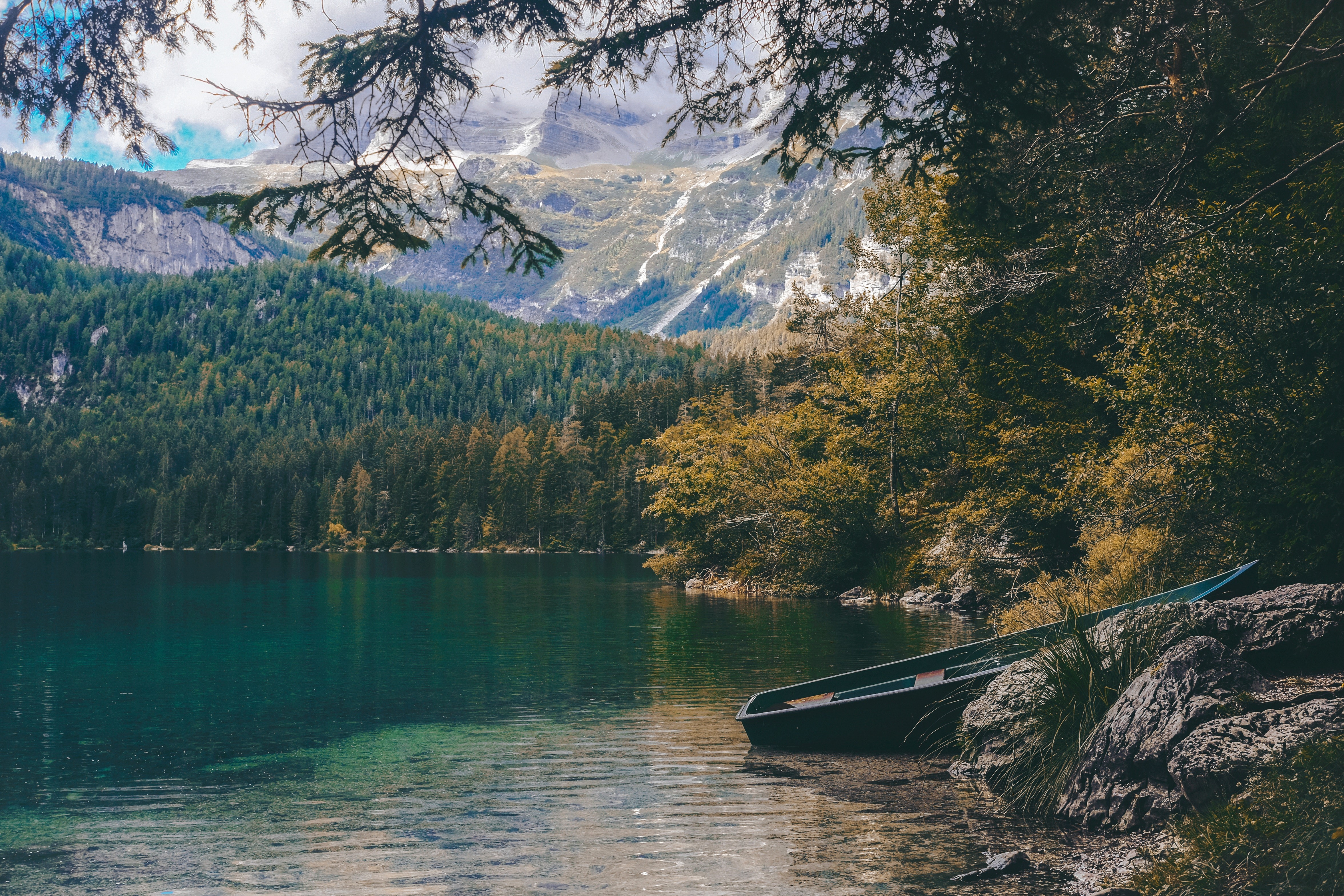 nature, water, trees, boat, HD Wallpaper