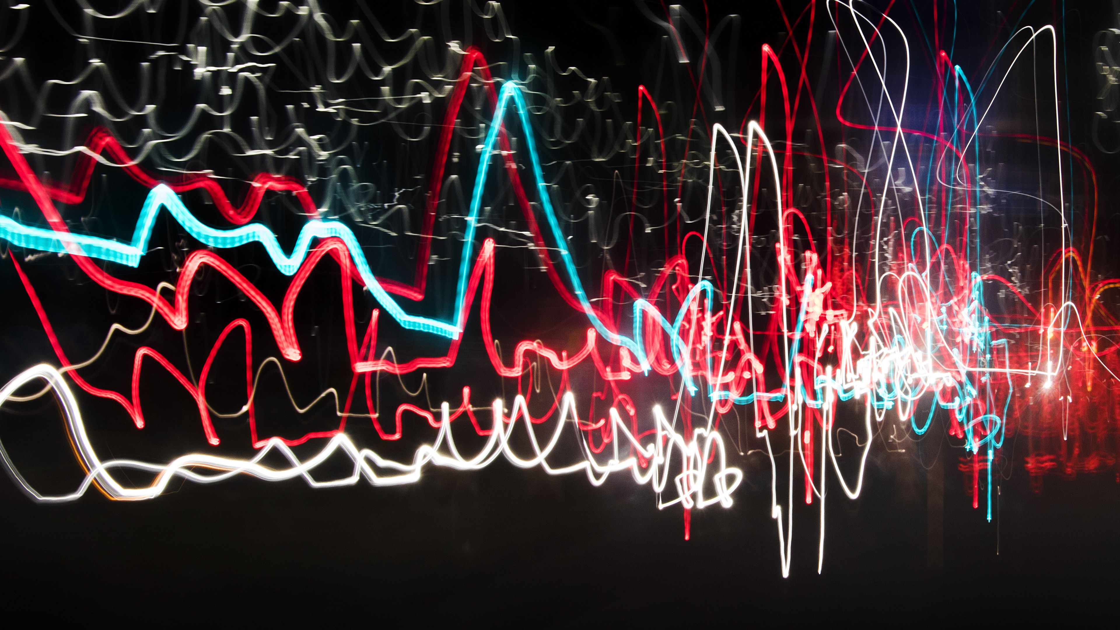 lines, glow, multicolored, neon, dark, 4k, HD Wallpaper