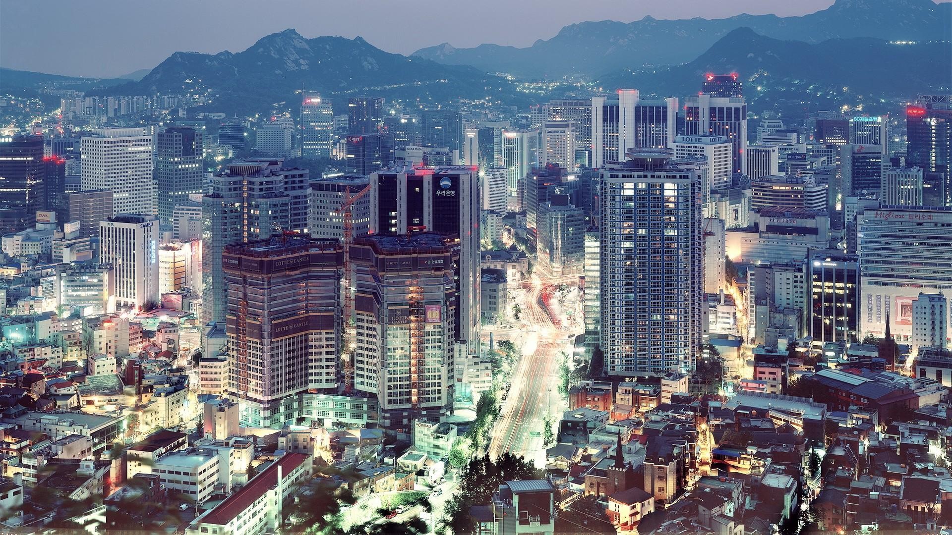 Seoul, South Korea, cityscape, city, apartments, mountains, house, HD Wallpaper