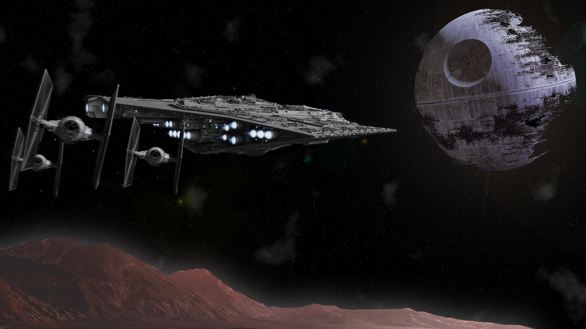 spaceship, Star Wars, TIE Fighter, Death Star, HD Wallpaper