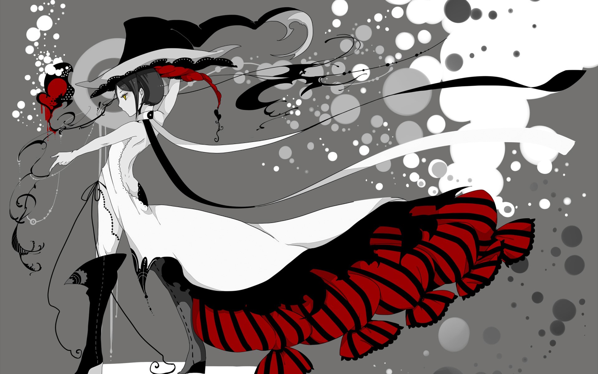 anime, anime girls, dress, selective coloring, HD Wallpaper