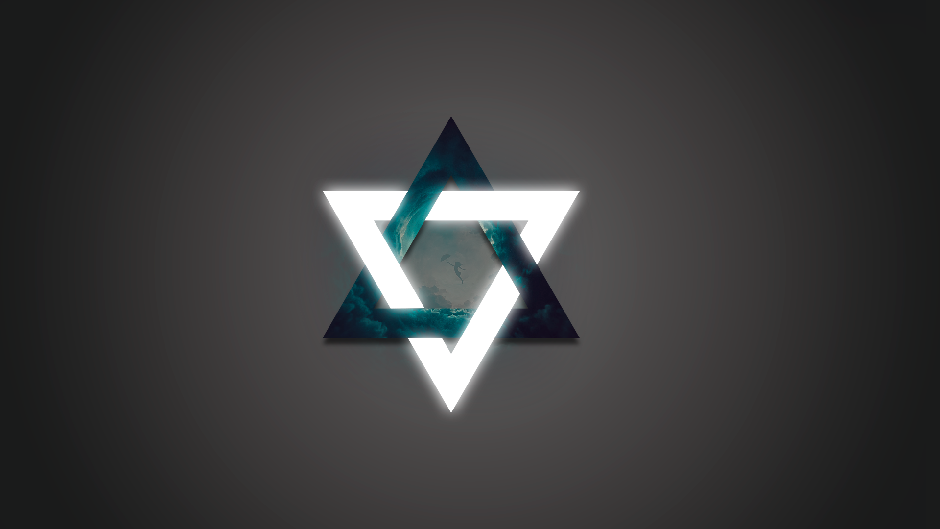 geometry, grey, triangle, gray background, clouds, HD Wallpaper