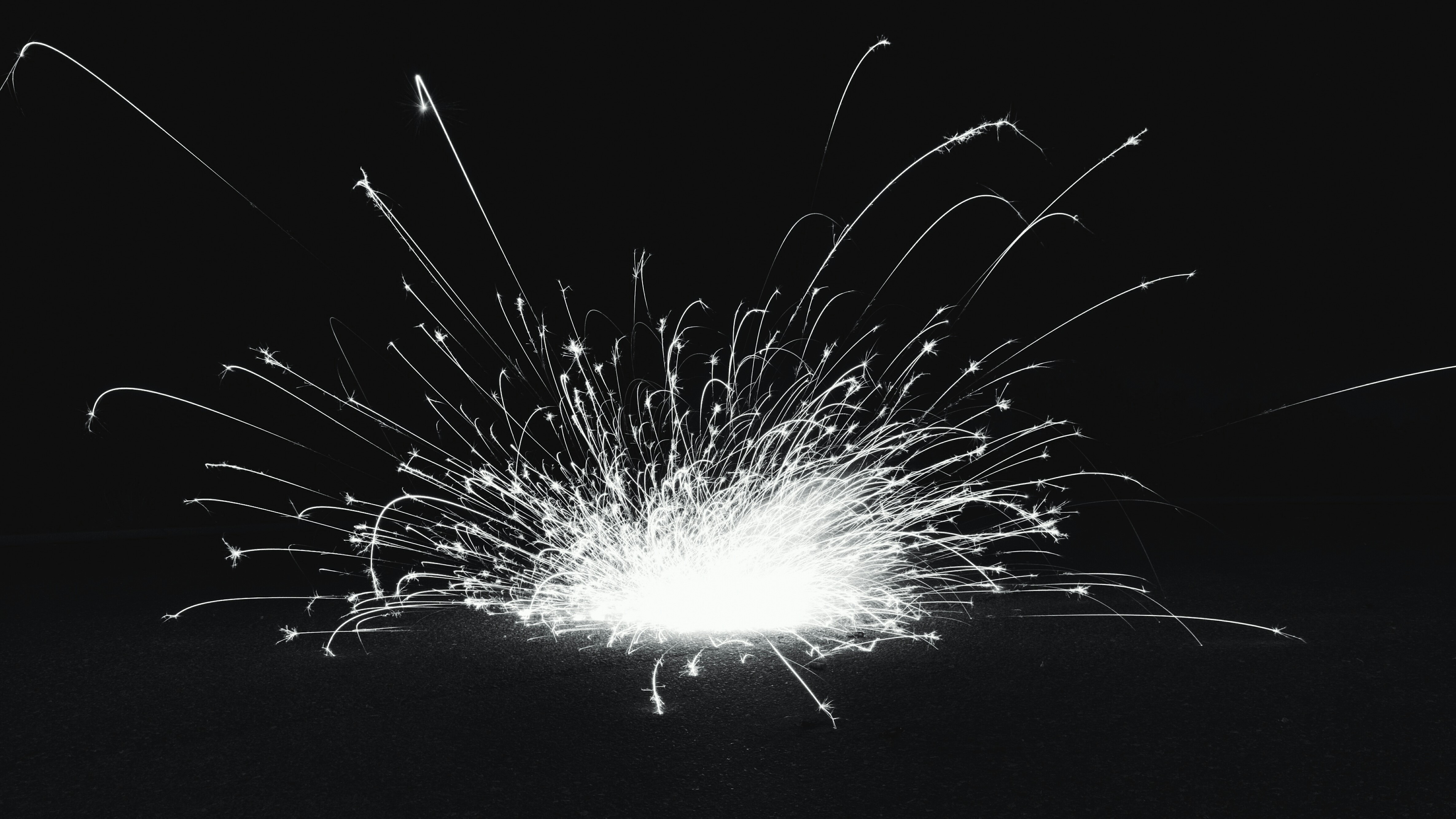 sparkler, fireworks, monochrome, abstract, photography, HD Wallpaper