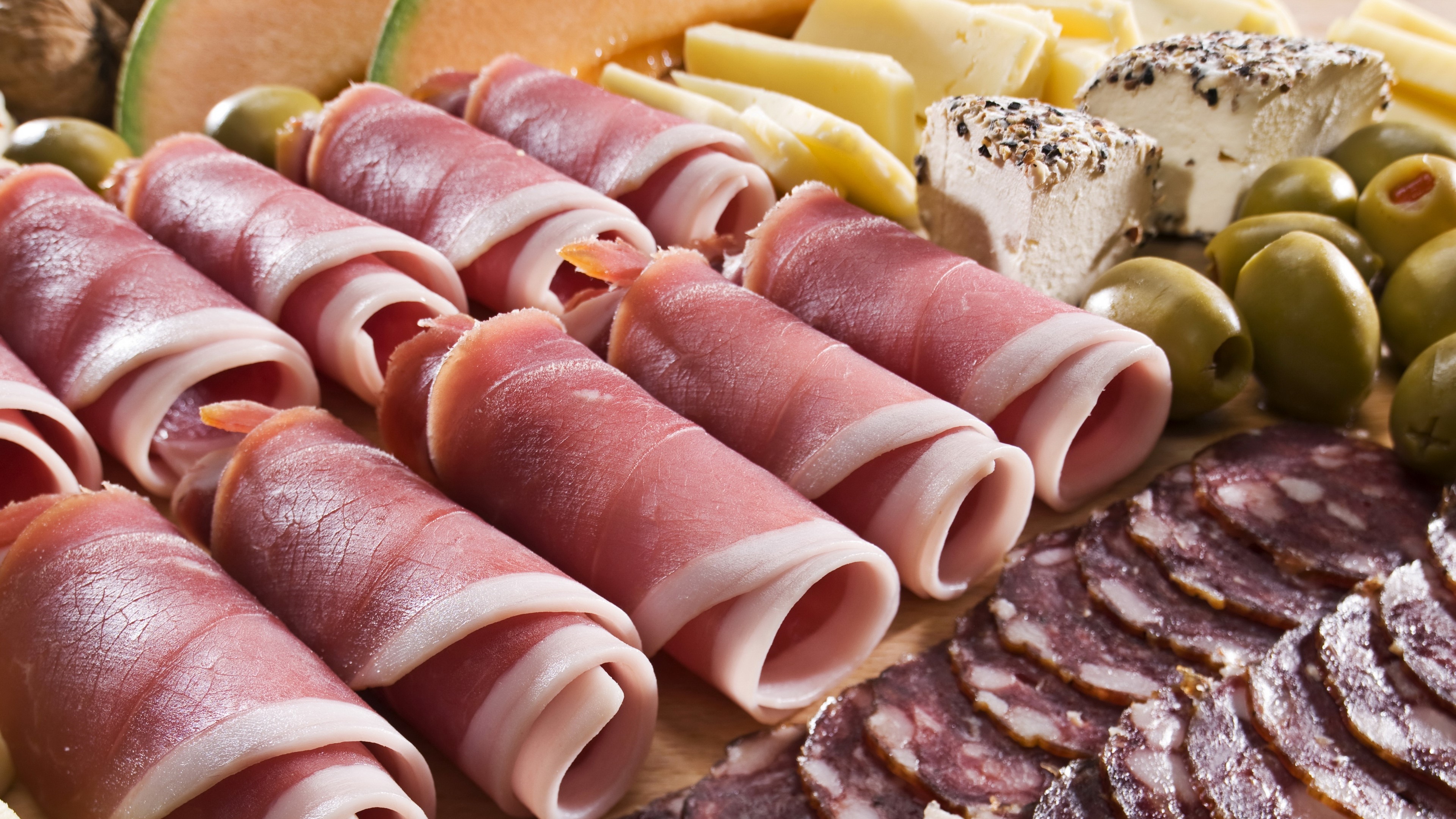 food, meat, olives, HD Wallpaper