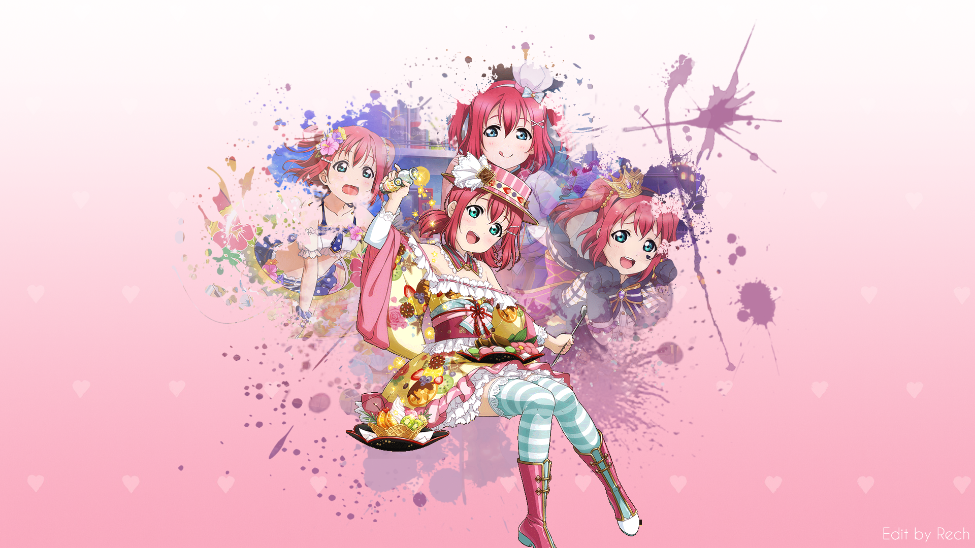 Love Live! Sunshine, Kurosawa Ruby, splashes, pink, HD Wallpaper