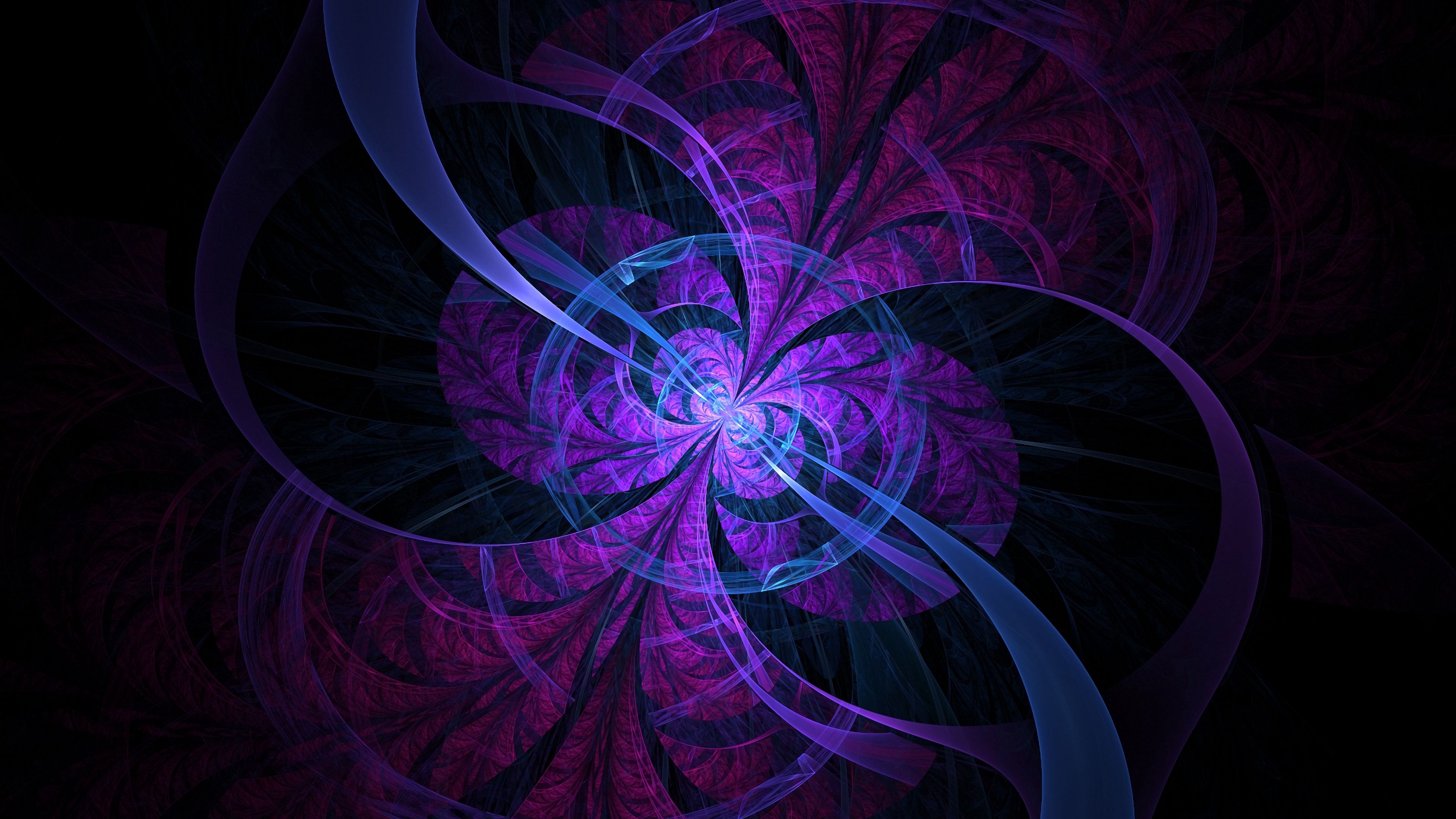fractal, lines, circles, scattering, purple, dark, 4k, HD Wallpaper