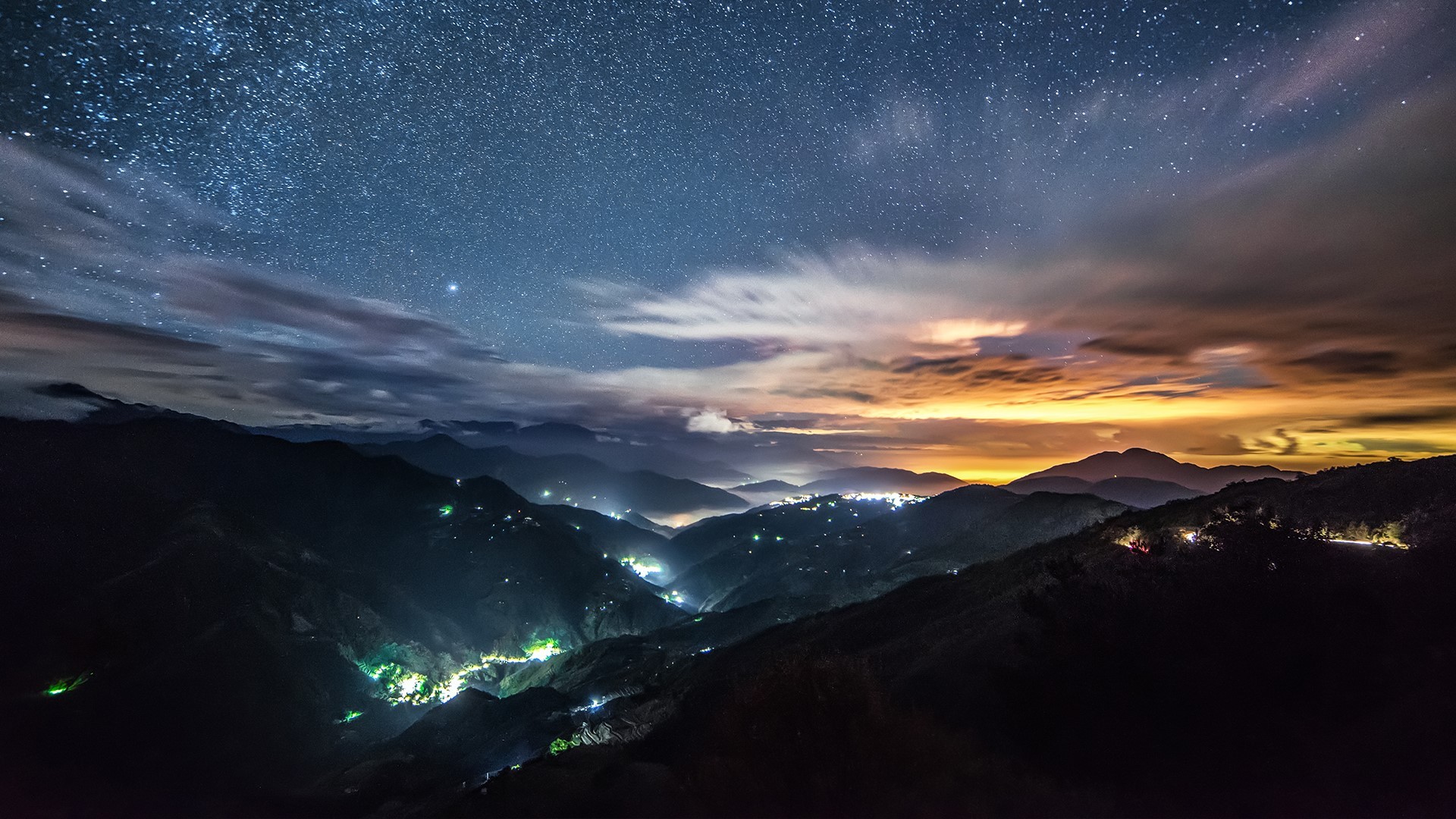 mountains, Taiwan, night, HD Wallpaper