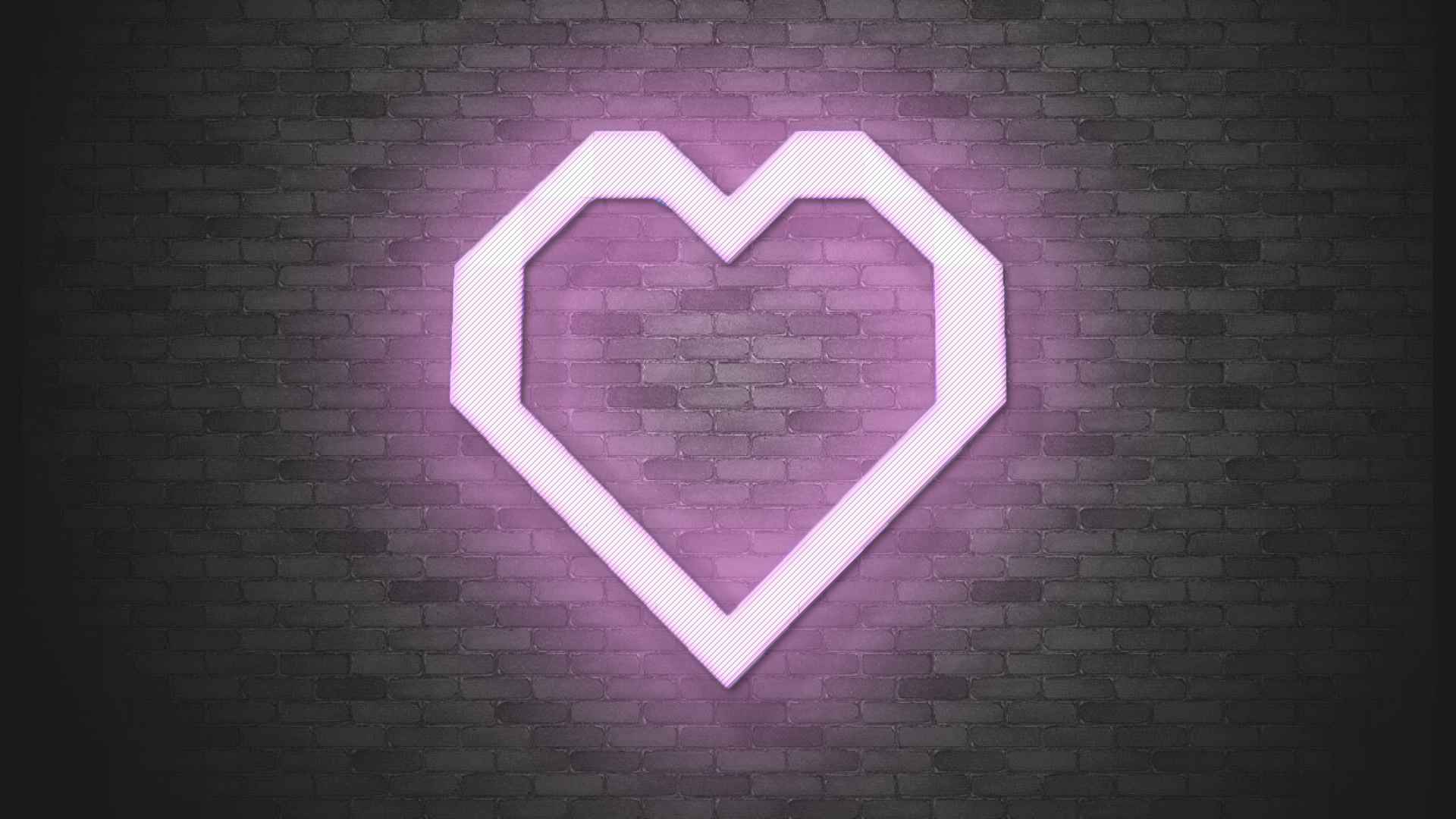 heart, pink, bricks, wall, LEDs, neon, love, warm, purple, HD Wallpaper