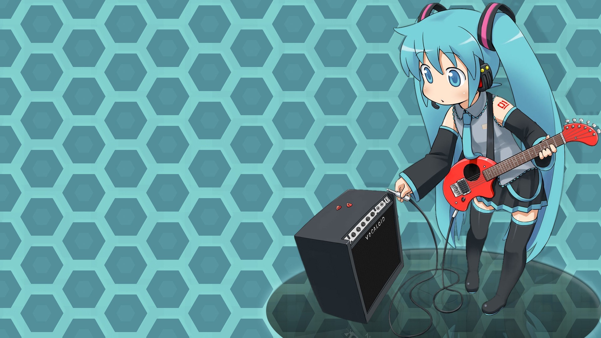 Hatsune Miku, guitar, blue hair, anime girls, anime, blue eyes, HD Wallpaper