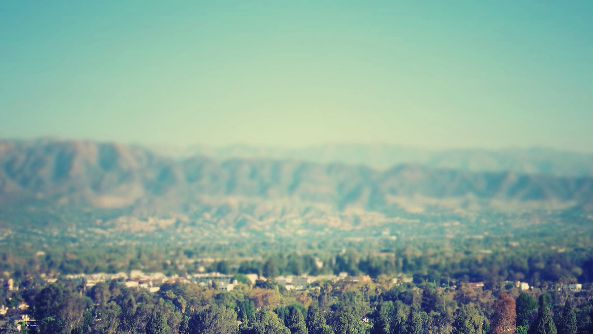 landscape, mountains, sky, trees, blue, HD Wallpaper