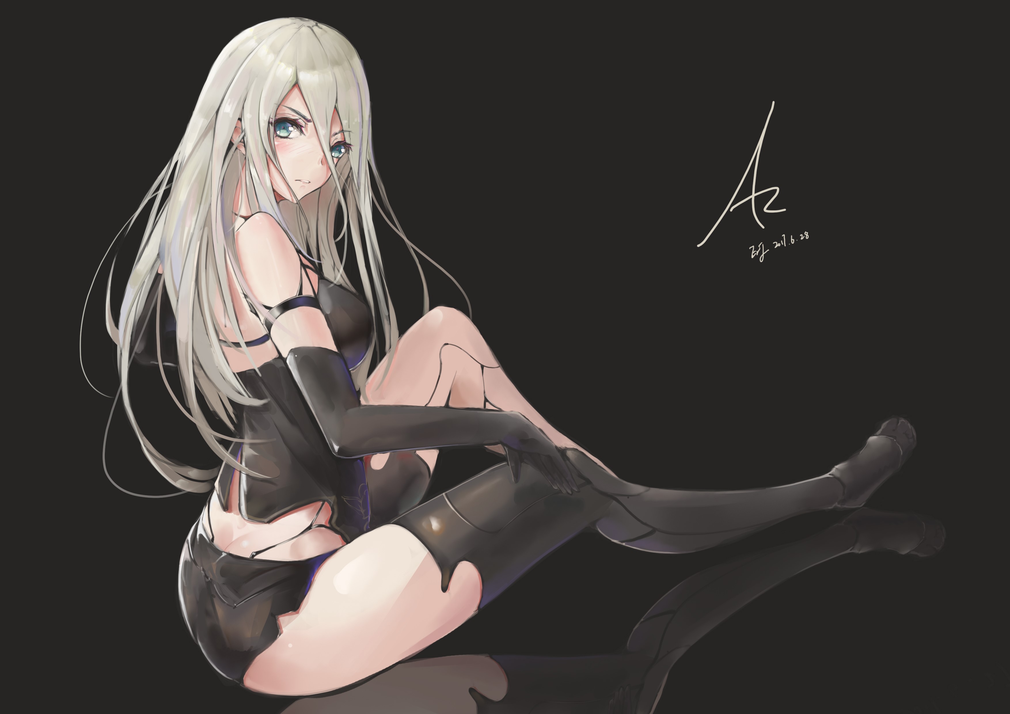 heels, NieR, Nier: Automata, thigh-highs, A2 (Nier: Automata), HD Wallpaper