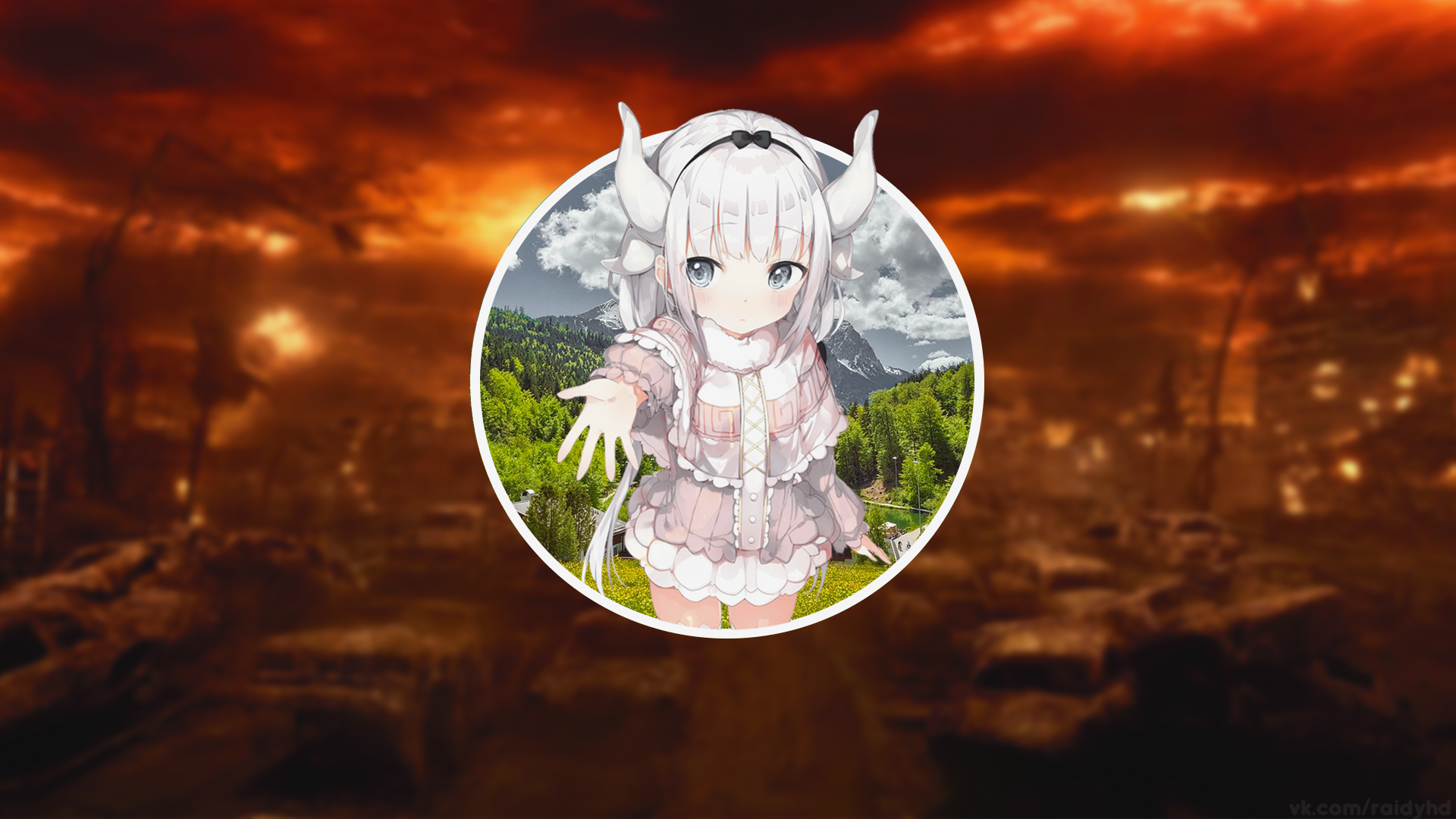 anime, anime girls, Kanna Kamui (Kobayashi-san Chi no Maid Dragon), Kobayashi-san Chi no Maid Dragon, picture-in-picture, HD Wallpaper