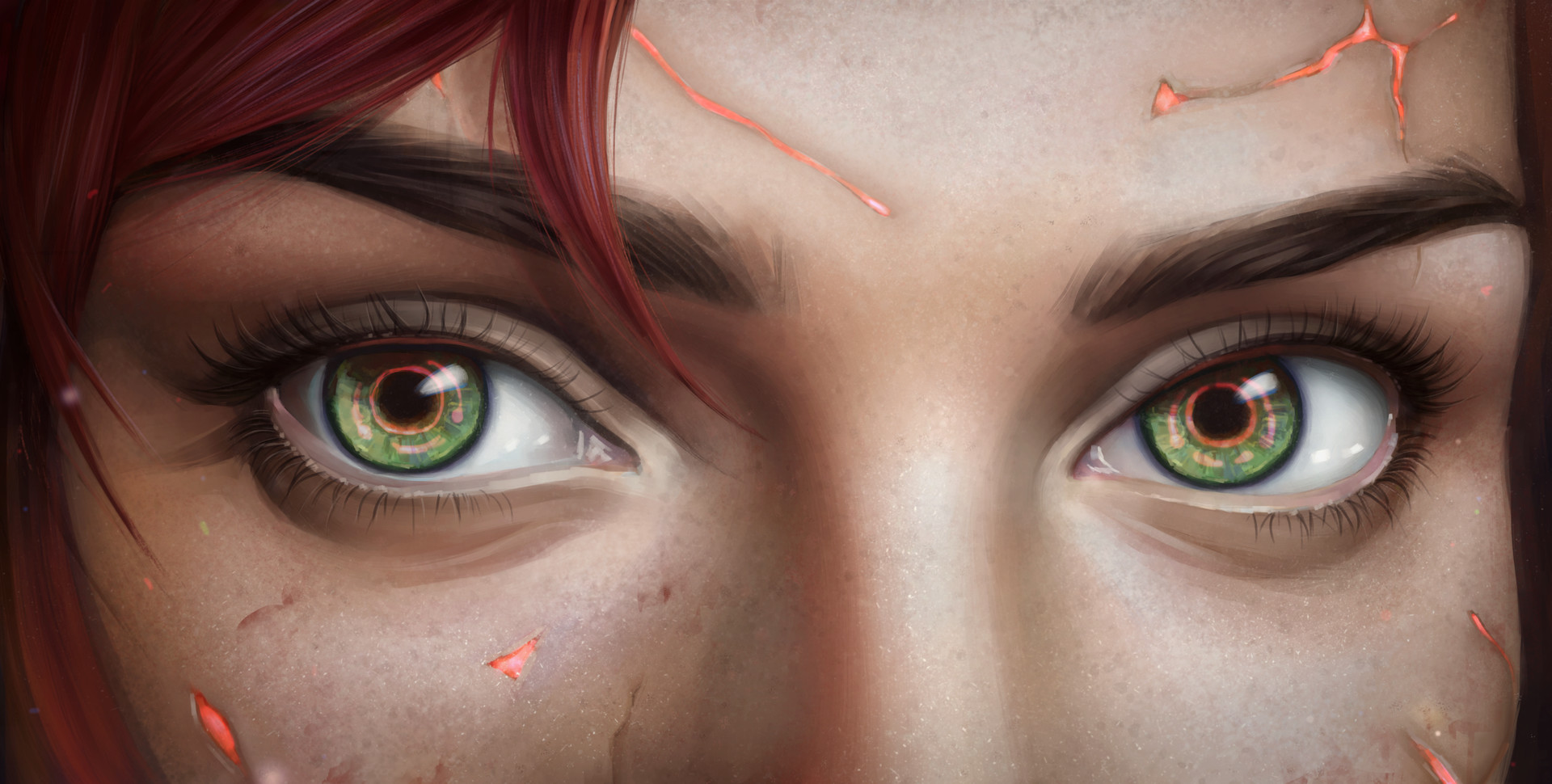 digital art, eyes, closeup, Commander Shepard, Mass Effect, N7, Jane Shepard, HD Wallpaper