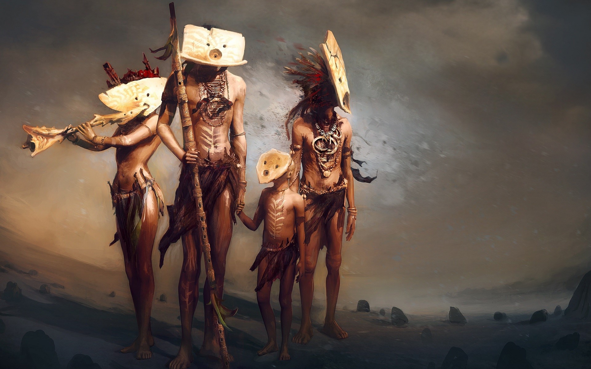 artwork, mask, From Dust, fantasy art, HD Wallpaper