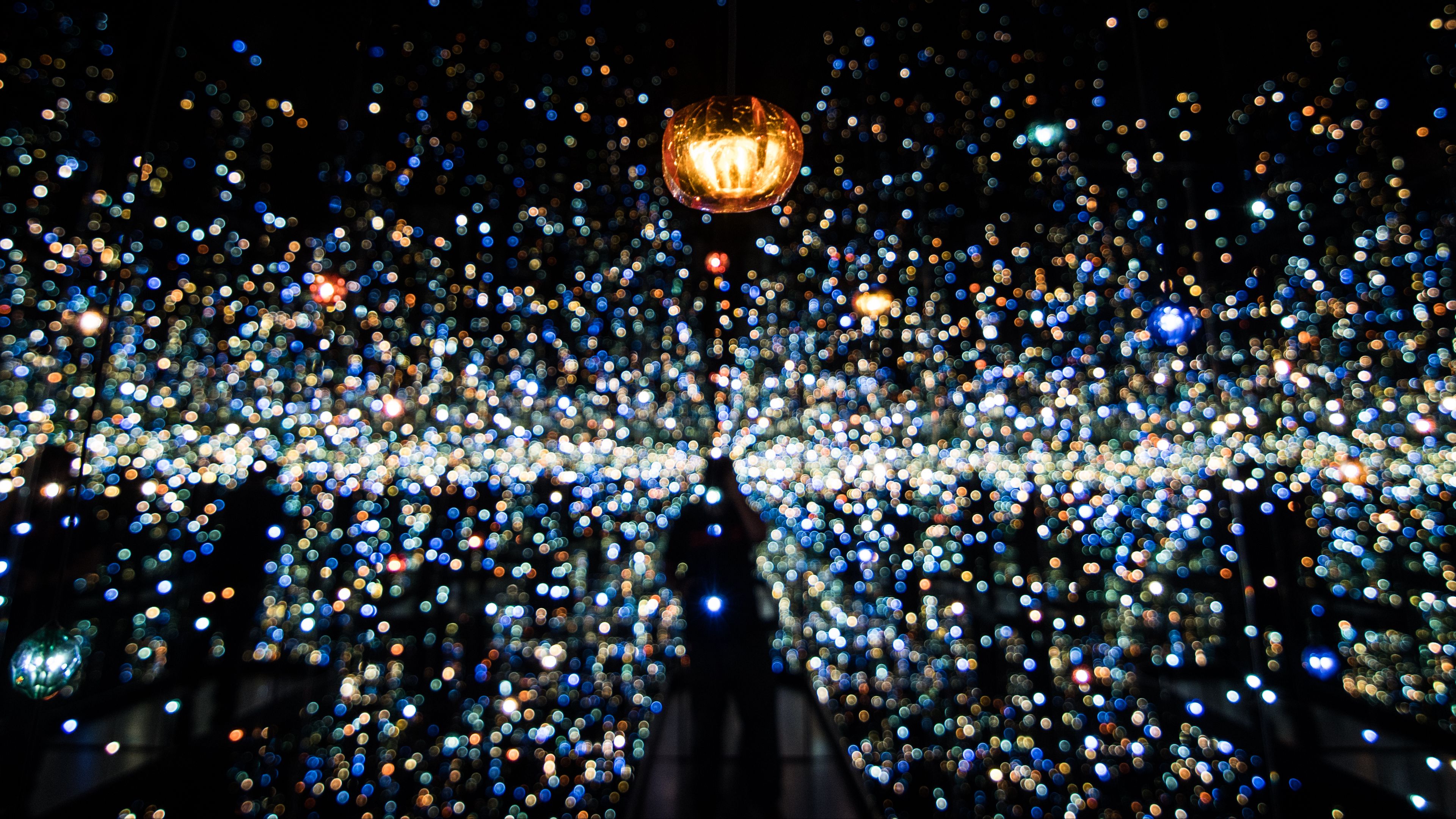 glare, bokeh, lights, glow, reflection, bright, 4k, HD Wallpaper