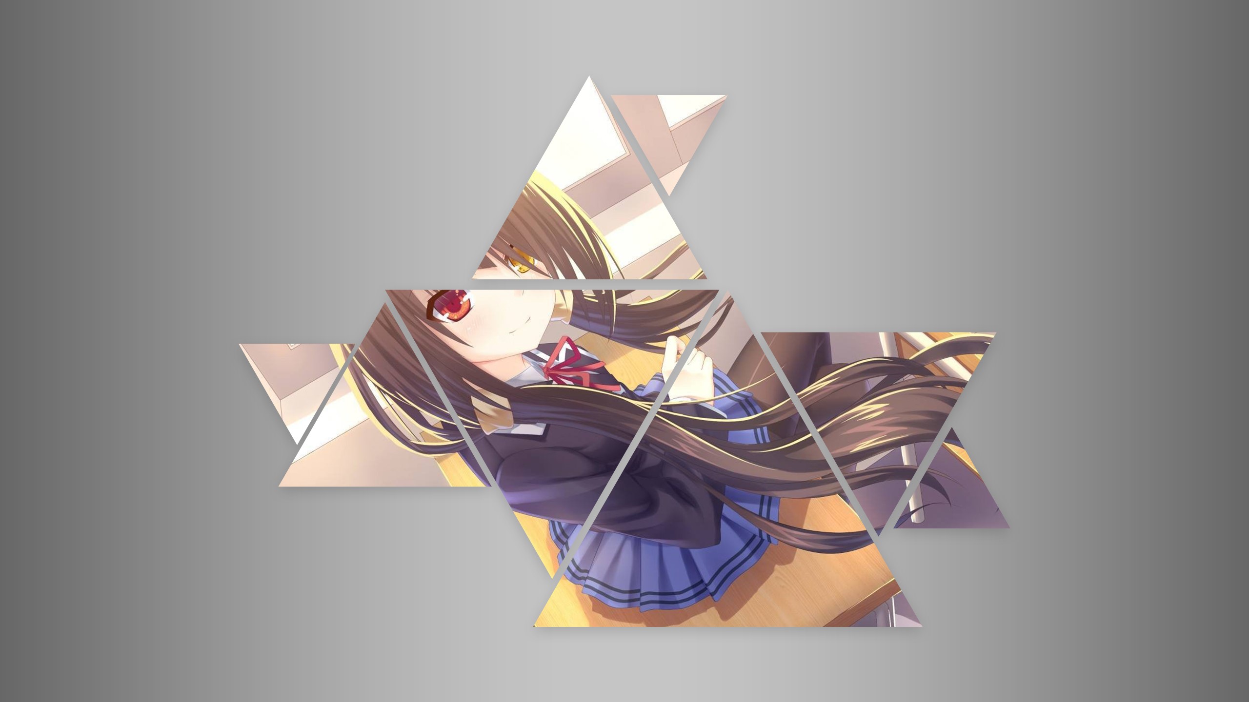 anime, Tokisaki Kurumi, triangle, HD Wallpaper