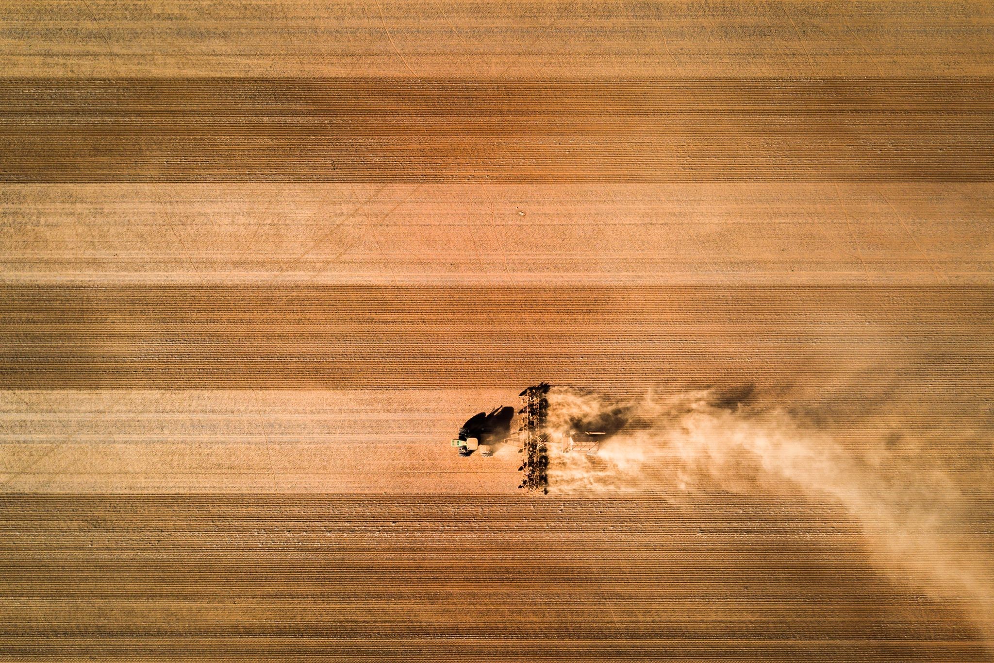 tractors, farmers, field, aerial view, heavy equipment, HD Wallpaper
