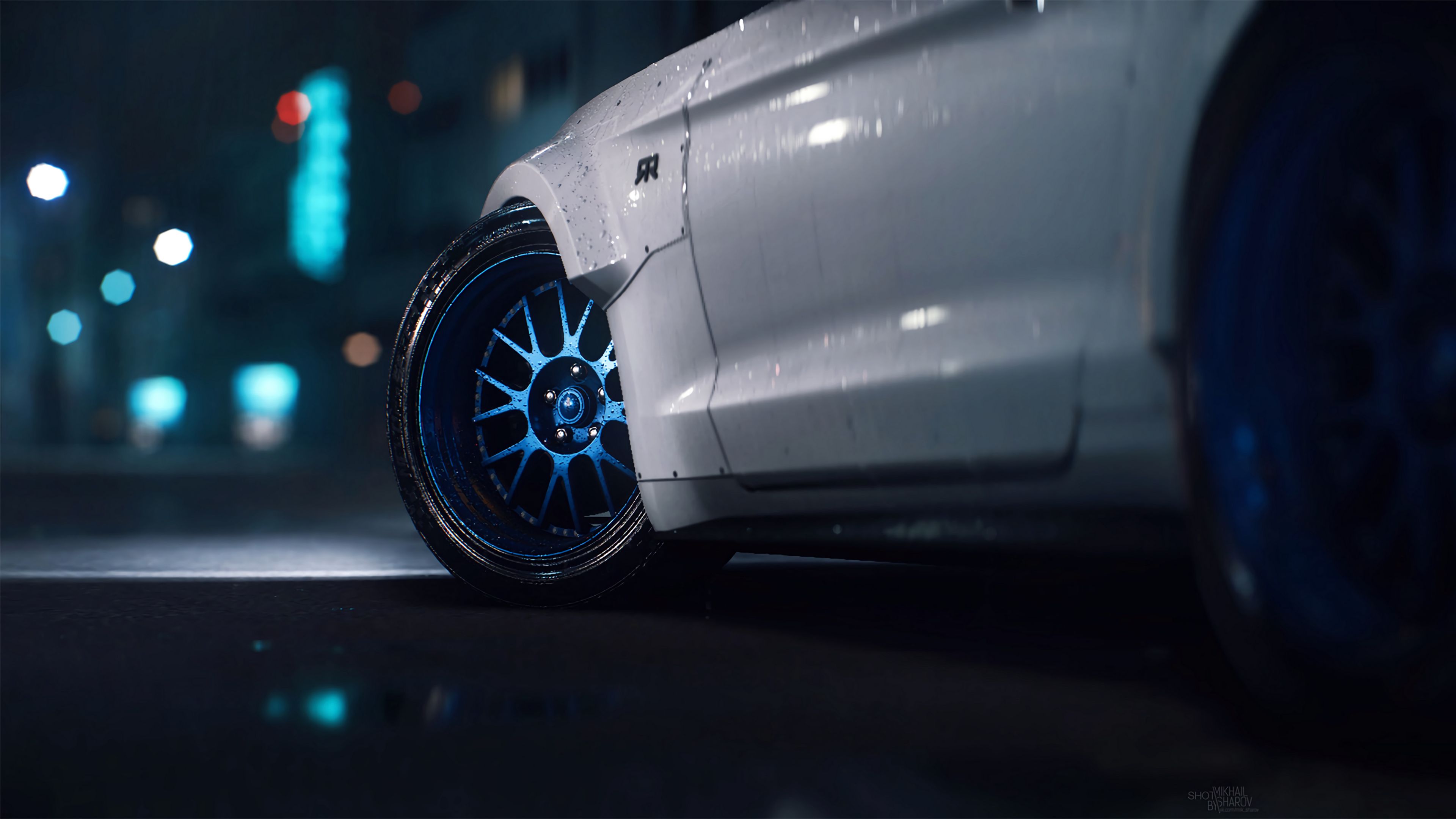 mustang gt, mustang, wheel, drive, sports car, white, closeup, 4k, HD Wallpaper
